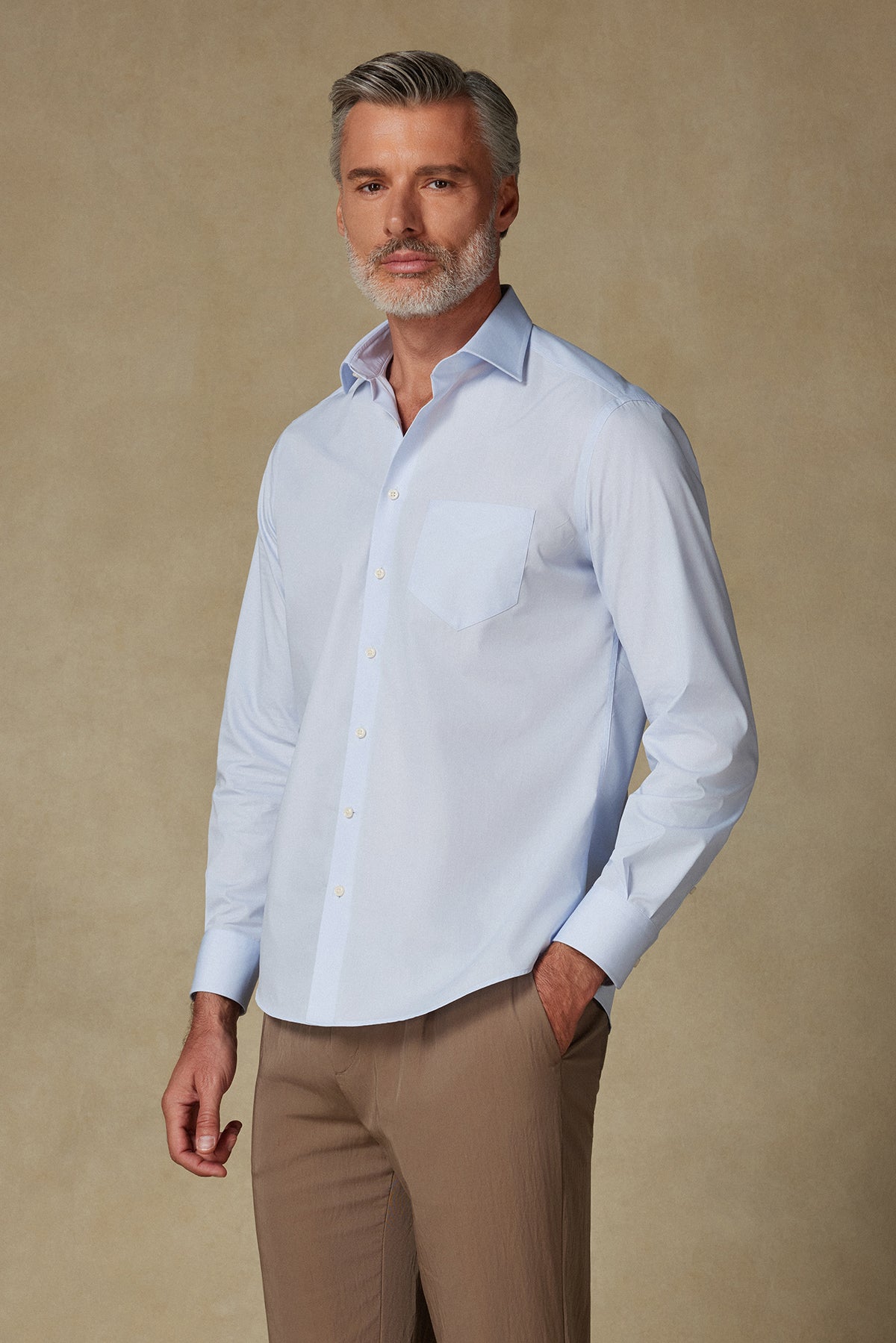 BB Club Lima Poplin Pamuk Polyester Regular Fit Açık Mavi Klasik Yaka Erkek Düz Gömlek