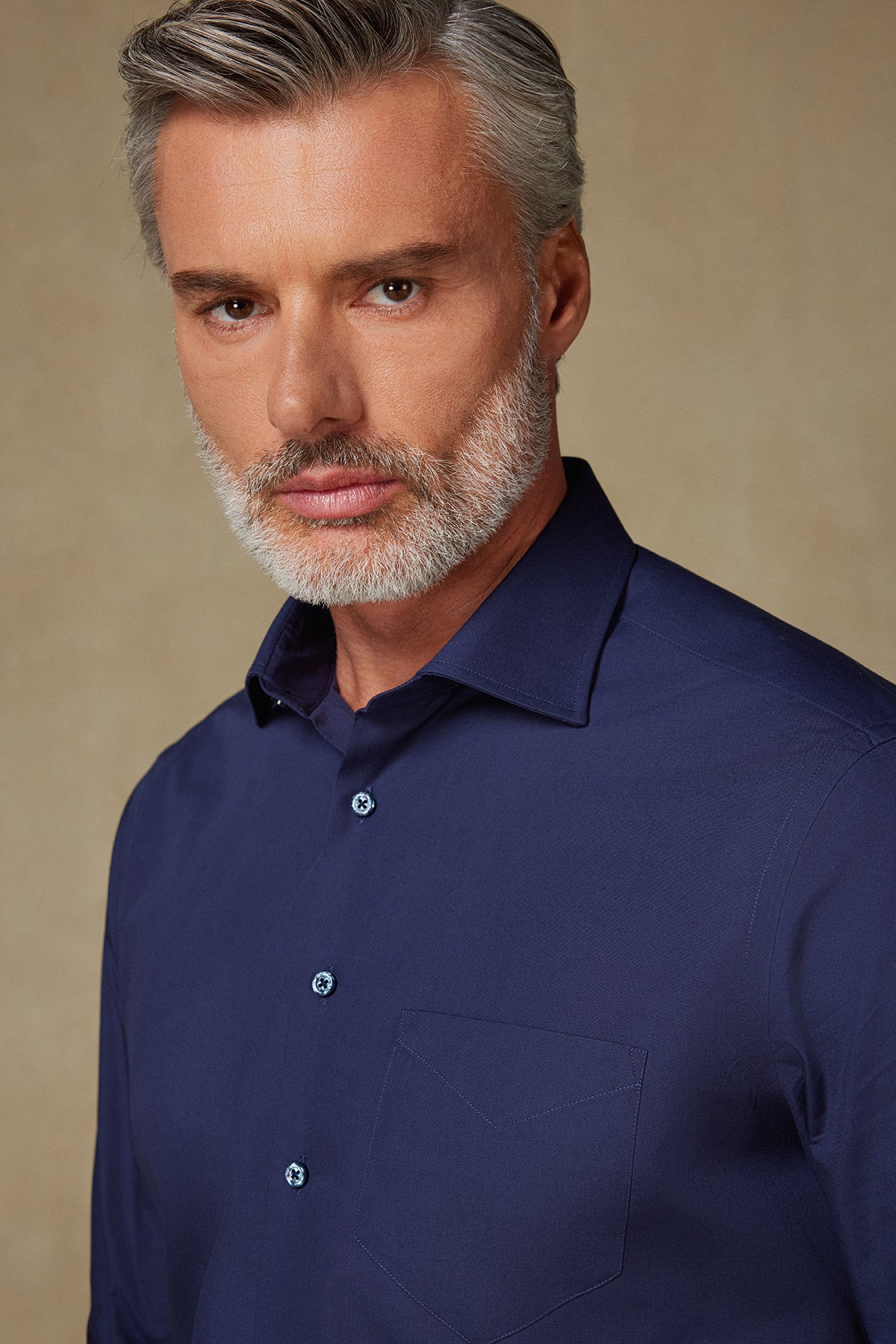 BB Club Lima Poplin Pamuk Polyester Regular Fit Lacivert Klasik Yaka Erkek Düz Gömlek