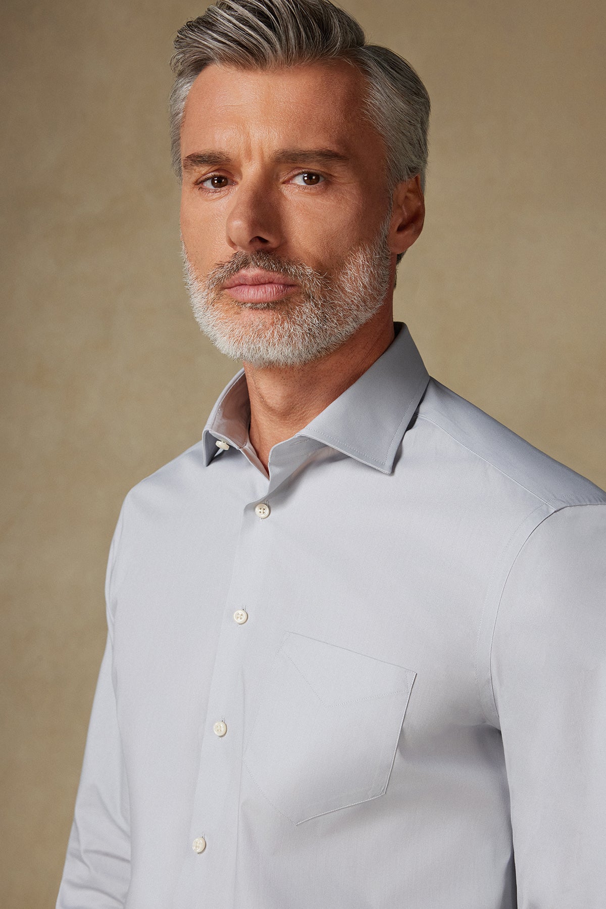 BB Club Lima Poplin Pamuk Polyester Regular Fit Açık Gri Klasik Yaka Erkek Düz Gömlek