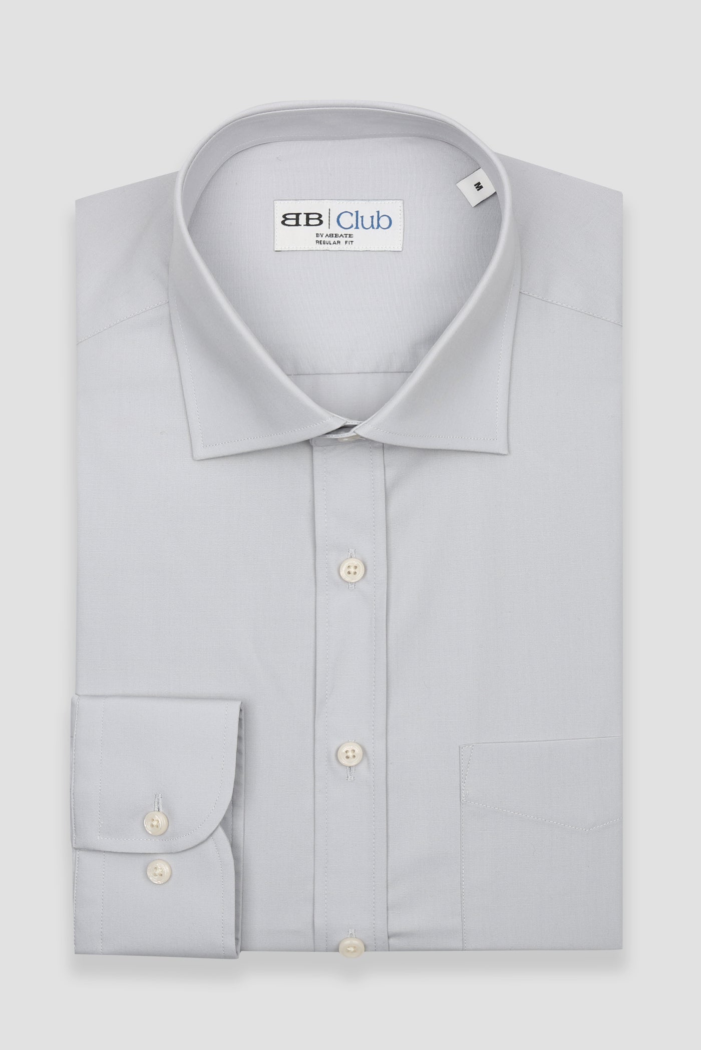 BB Club Lima Poplin Pamuk Polyester Regular Fit Açık Gri Klasik Yaka Erkek Düz Gömlek