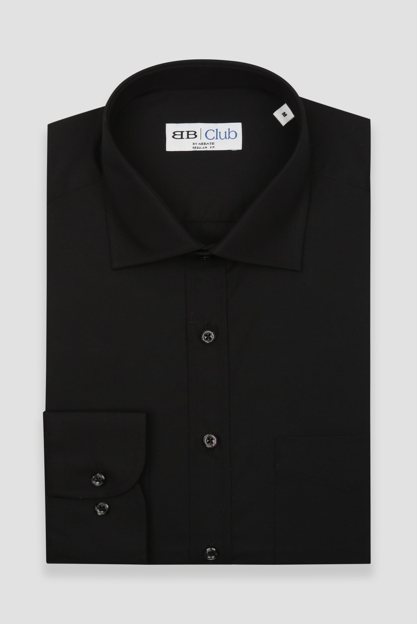 BB Club Lima Poplin Pamuk Polyester Regular Fit Siyah Klasik Yaka Erkek Düz Gömlek