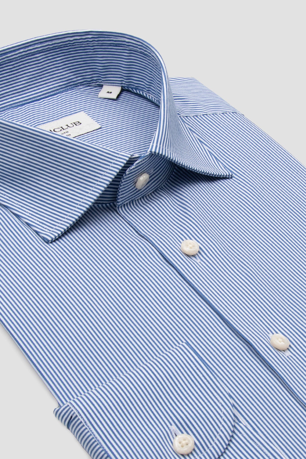 BB Club Lima Poplin Stretch Pamuk Karışımlı Regular Fit Koyu Mavi Klasik Yaka Erkek Çizgili Gömlek