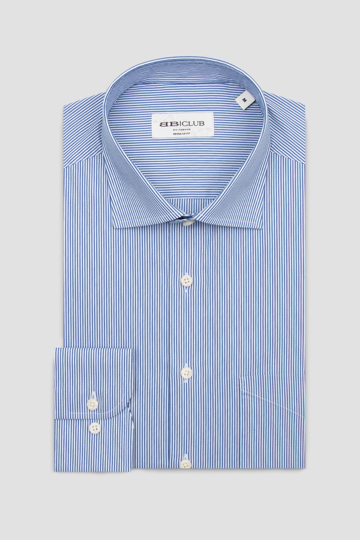 BB Club Lima Poplin Stretch Pamuk Karışımlı Regular Fit Koyu Mavi Klasik Yaka Erkek Çizgili Gömlek