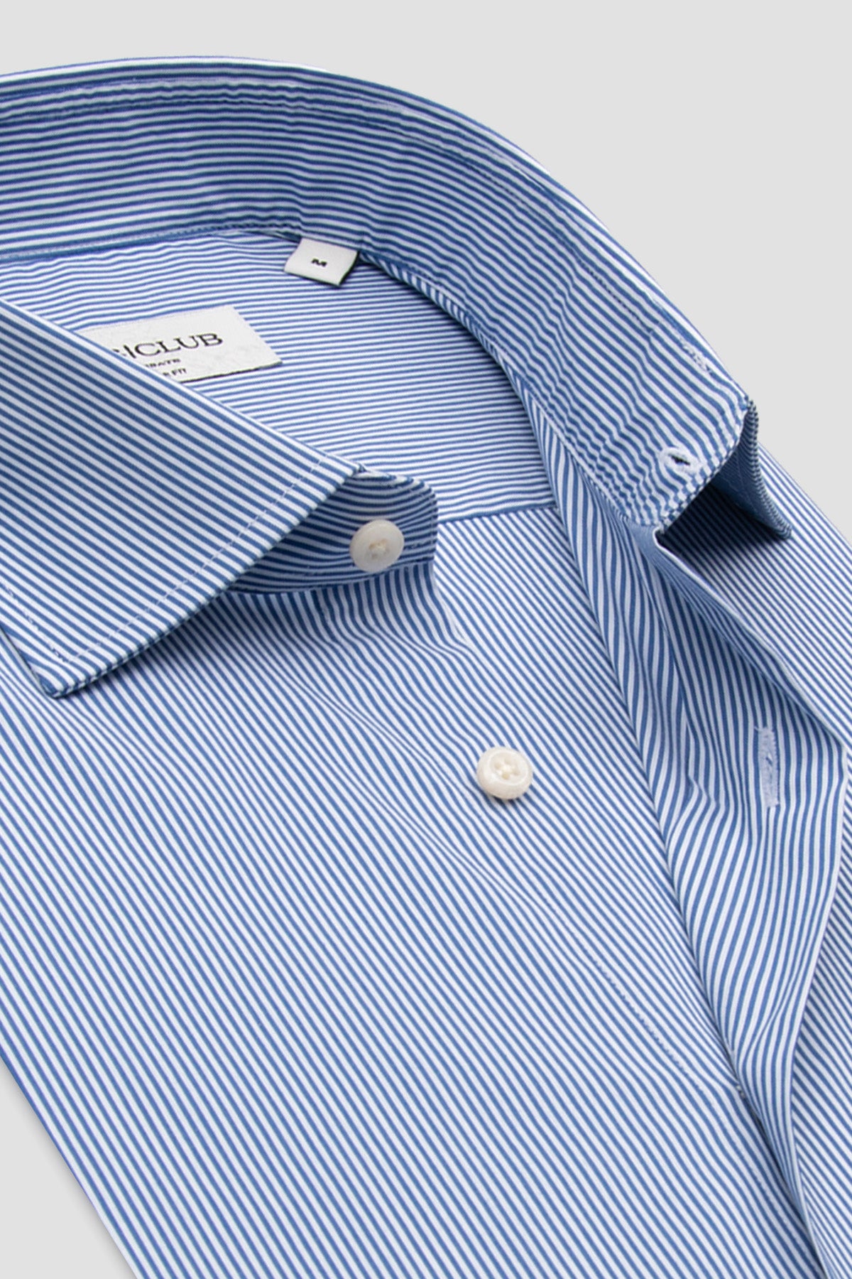 BB Club Lima Poplin Stretch Pamuk Karışımlı Regular Fit Koyu Mavi Klasik Yaka Erkek Çizgili Gömlek