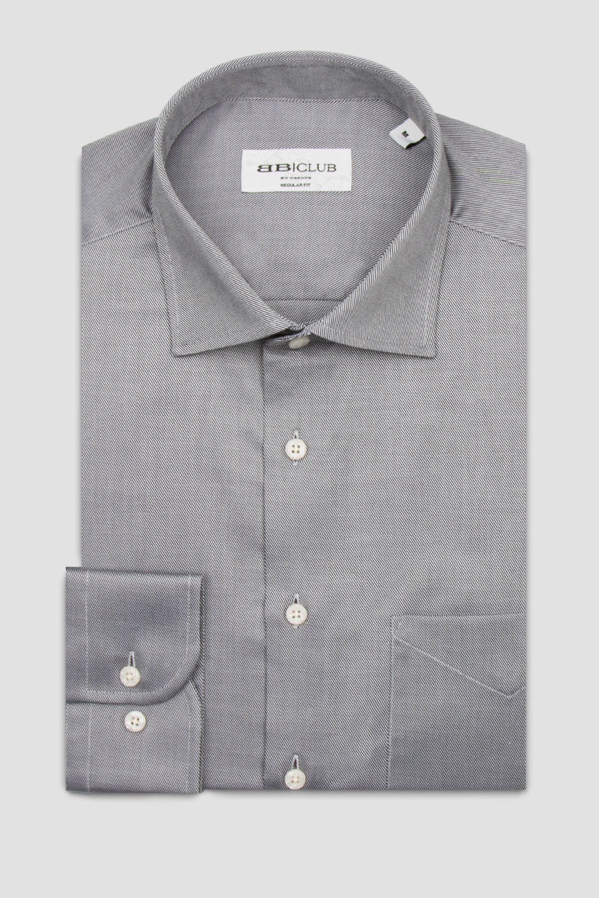 BB Club Lima Twill Pamuklu Regular Fit Koyu Gri Klasik Yaka Erkek Düz Gömlek
