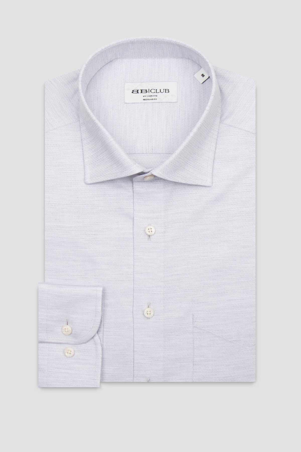 BB Club Lima Armür Pamuklu Regular Fit Açık Gri Klasik Yaka Erkek Düz Gömlek