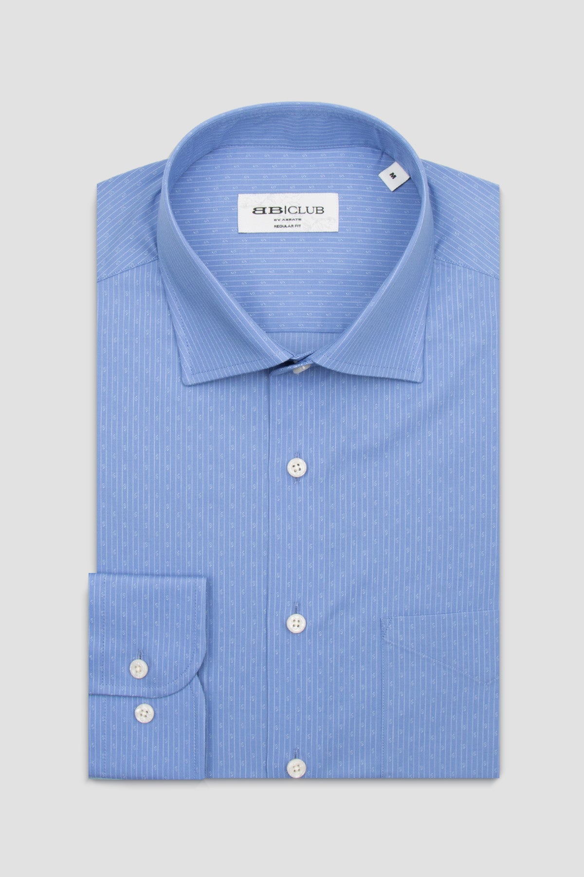 BB Club Lima Poplin Pamuklu Regular Fit Koyu Mavi Klasik Yaka Erkek Çizgili Gömlek