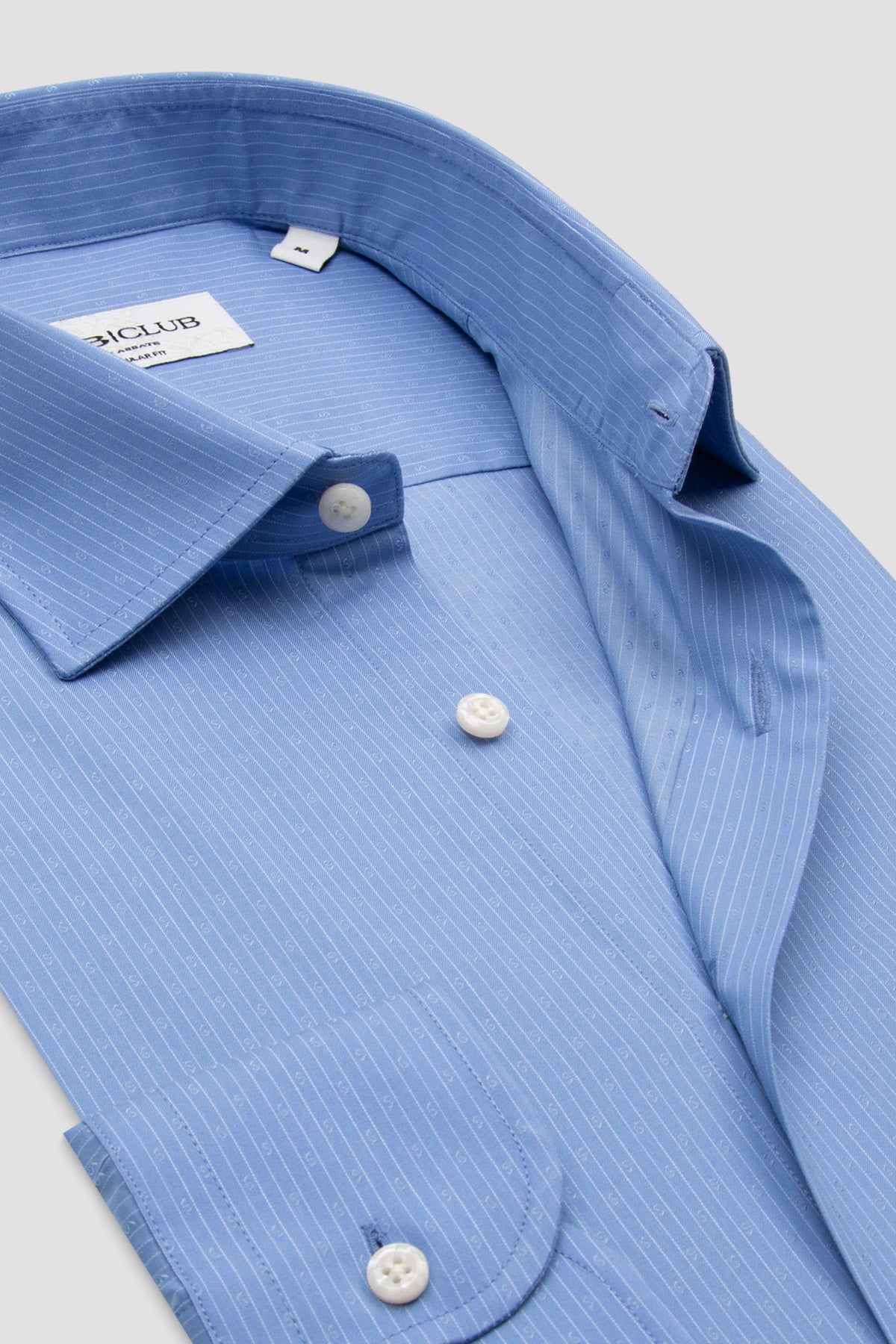 BB Club Lima Poplin Pamuklu Regular Fit Koyu Mavi Klasik Yaka Erkek Çizgili Gömlek