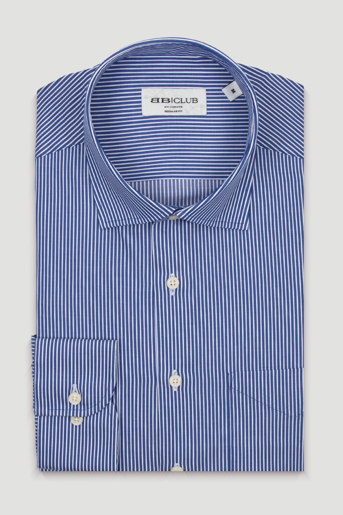BB Club Lima Twill %100 Pamuk Regular Fit Lacivert Klasik Yaka Erkek Çizgili Gömlek