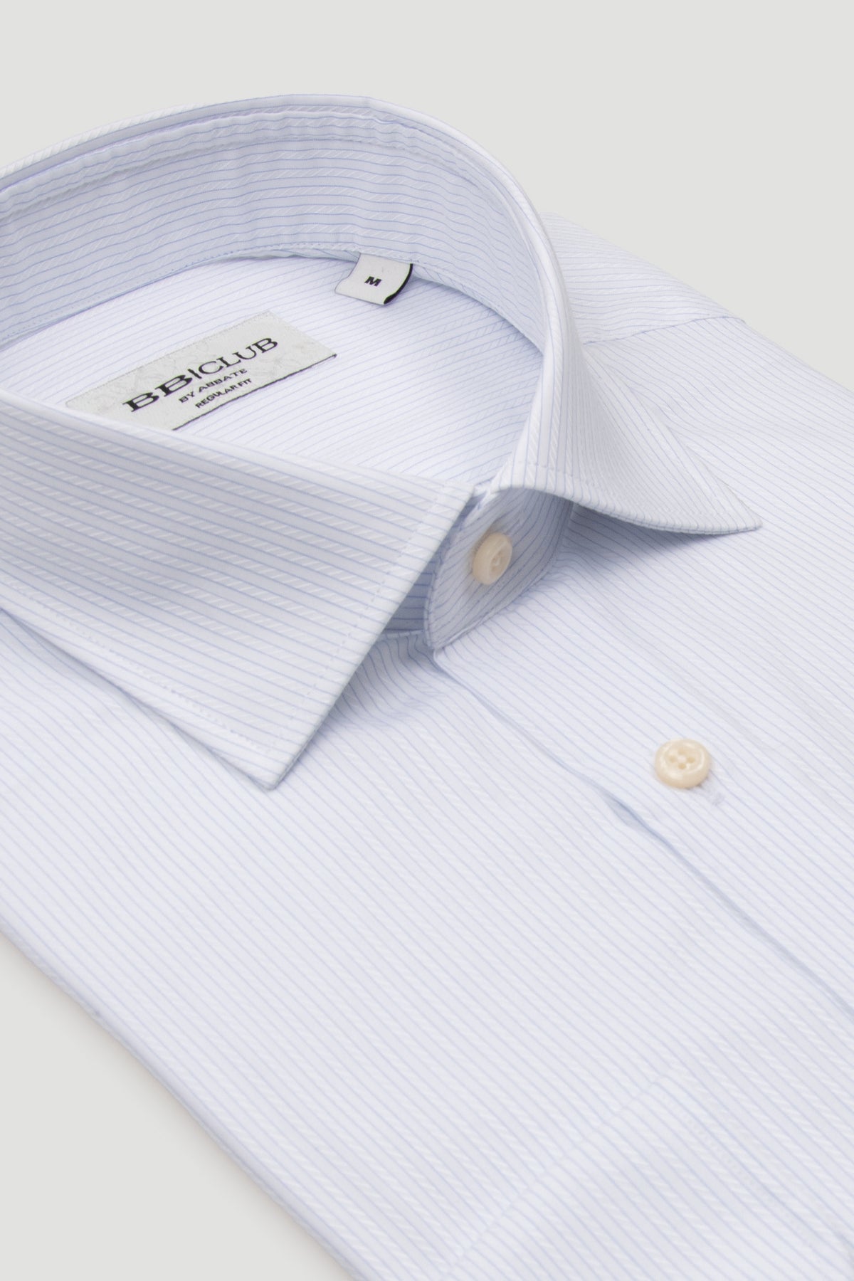 BB Club Lima Twill %100 Pamuk Regular Fit Açık Mavi Klasik Yaka Erkek Çizgili Gömlek