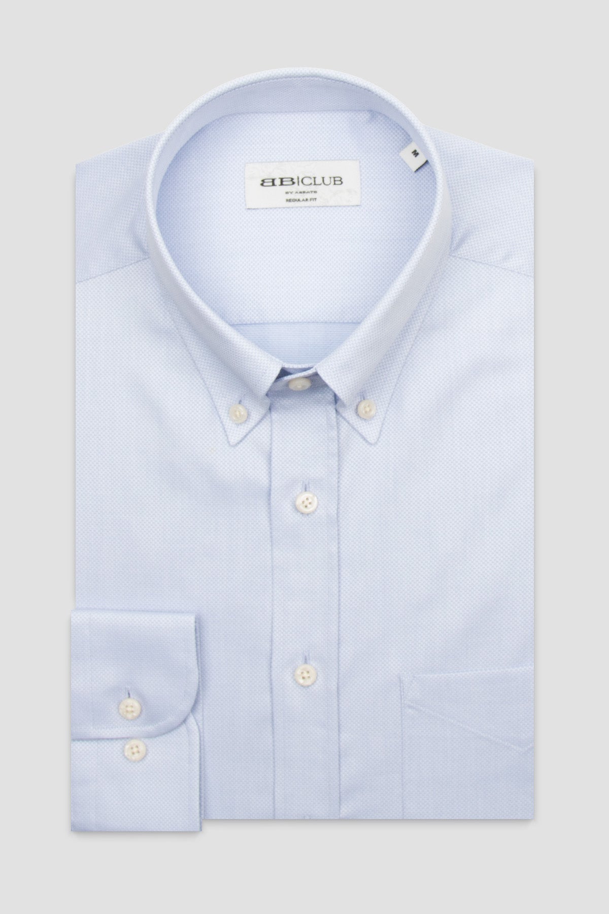 BB Club Mike Dobby Pamuklu Regular Fit Açık Mavi Düğmeli Yaka Erkek Düz Gömlek