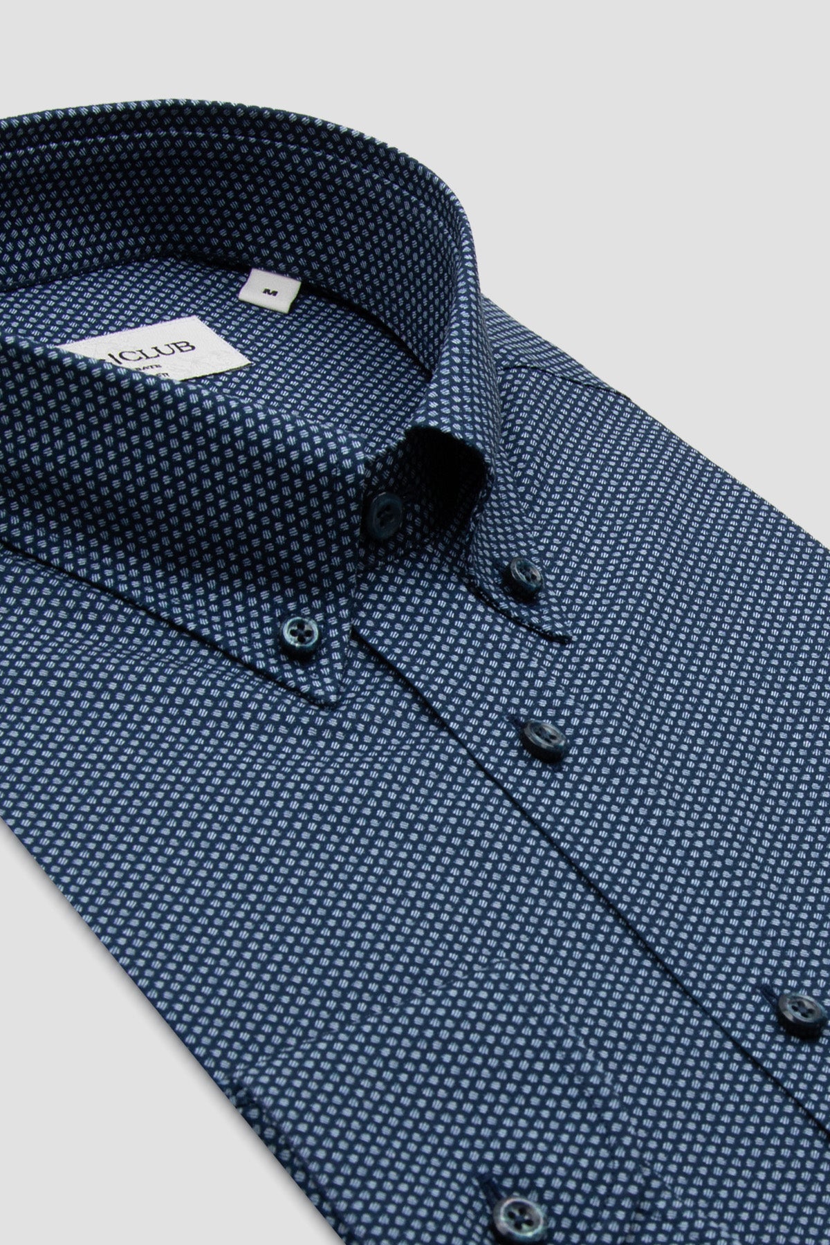 BB Club Mike Poplin Pamuklu Regular Fit Lacivert Düğmeli Yaka Erkek Baskılı Gömlek