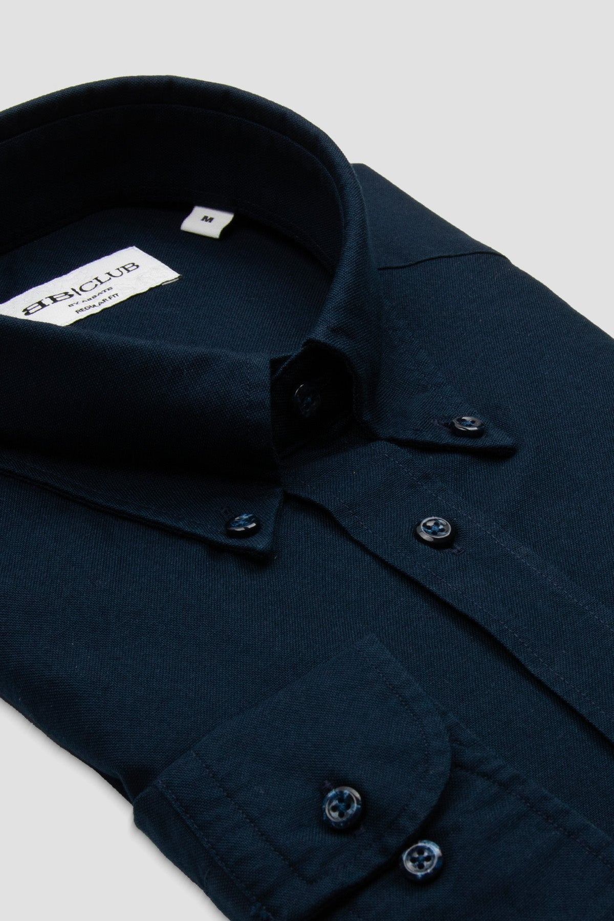BB Club Mike Oxford Pamuklu Regular Fit Lacivert Düğmeli Yaka Erkek Düz Gömlek