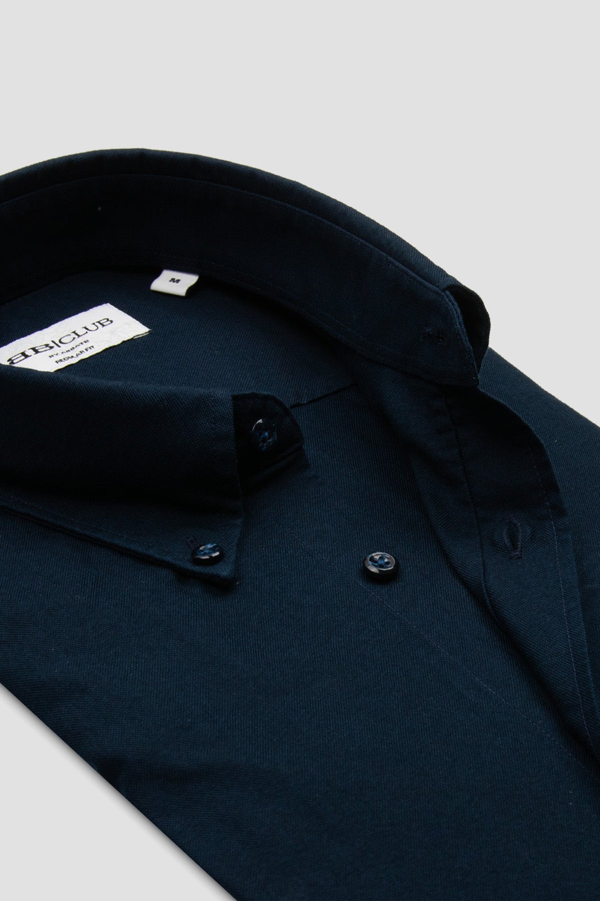 BB Club Mike Oxford Pamuklu Regular Fit Lacivert Düğmeli Yaka Erkek Düz Gömlek
