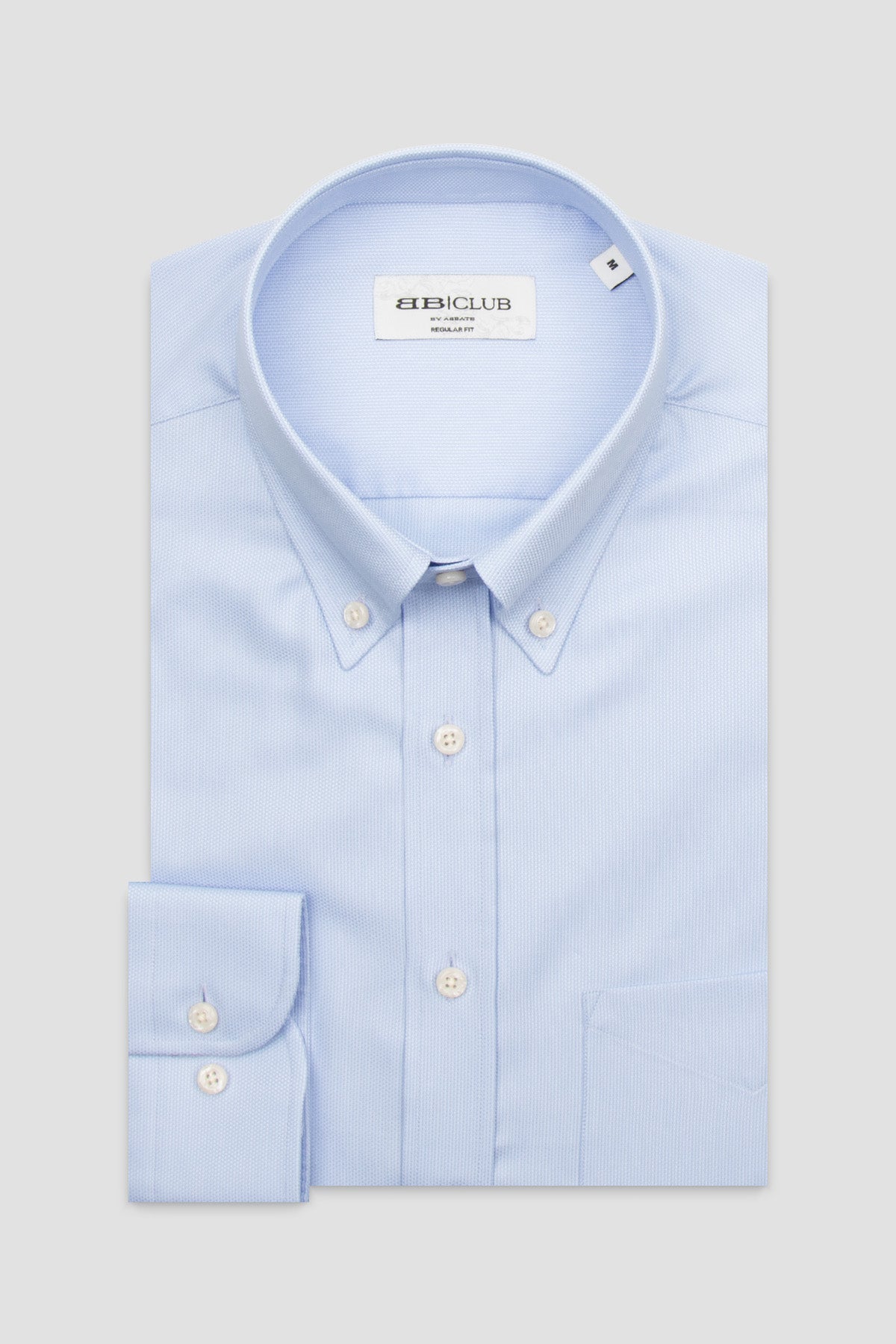 BB Club Mike Oxford Pamuklu Regular Fit Açık Mavi Düğmeli Yaka Erkek Düz Gömlek