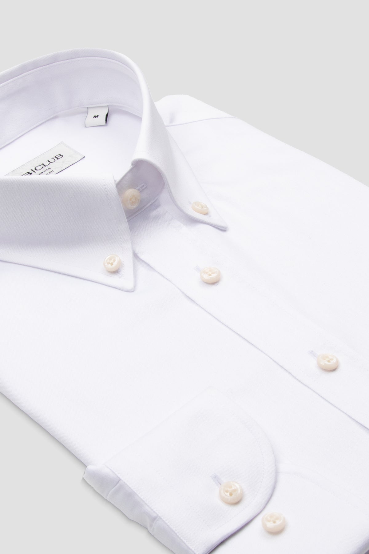 BB Club Mike Oxford Stretch Pamuk Karışımlı Regular Fit Beyaz Düğmeli Yaka Erkek Düz Gömlek