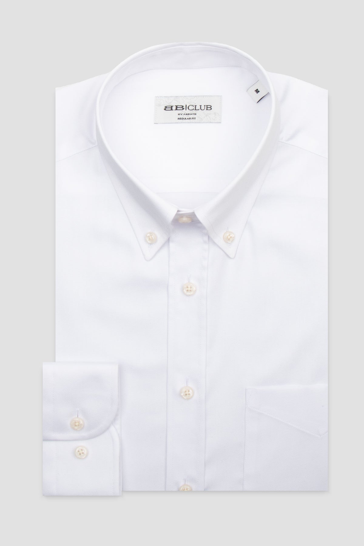 BB Club Mike Oxford Stretch Pamuk Karışımlı Regular Fit Beyaz Düğmeli Yaka Erkek Düz Gömlek