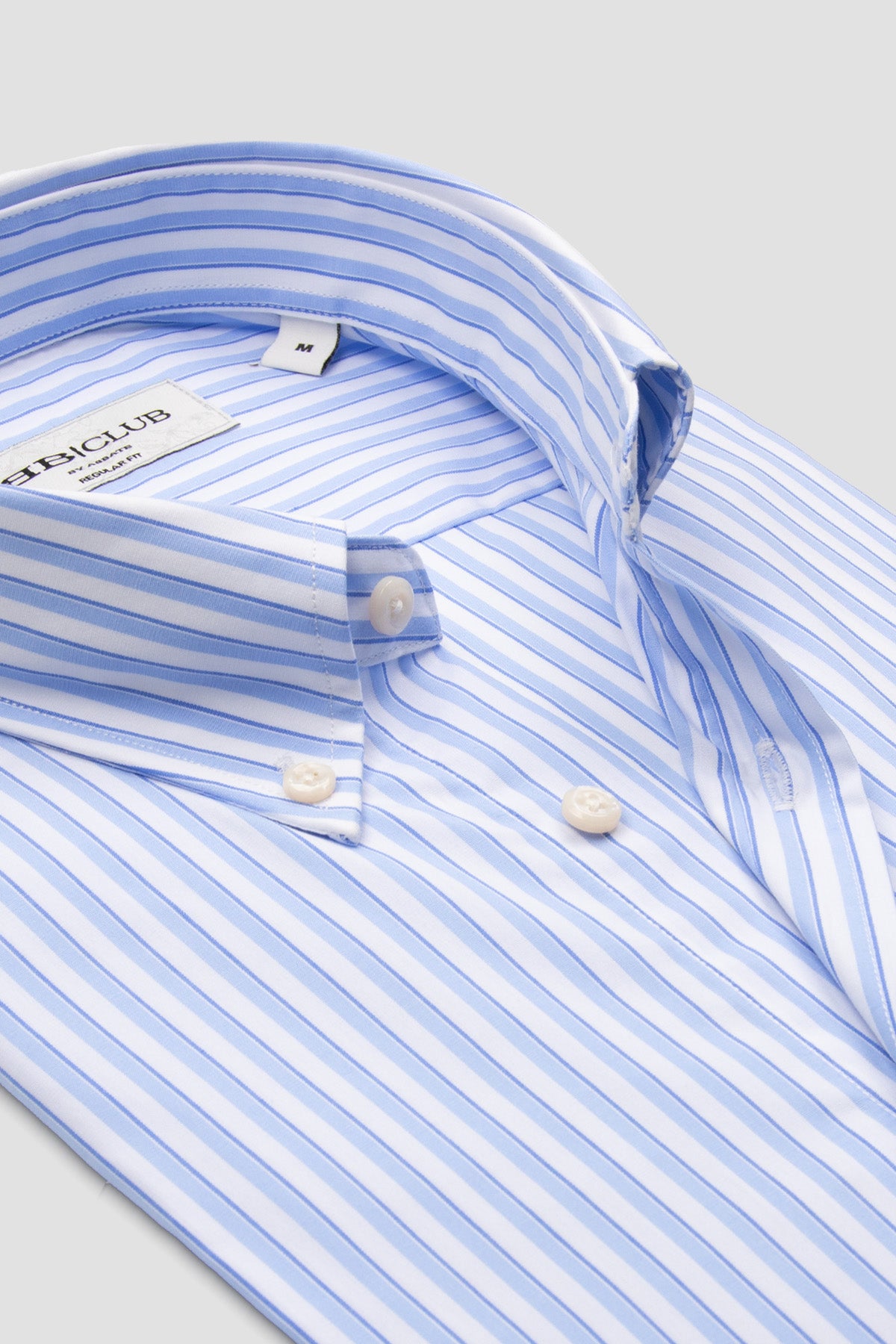BB Club Mike Poplin Pamuklu Regular Fit Açık Mavi Düğmeli Yaka Erkek Çizgili Gömlek
