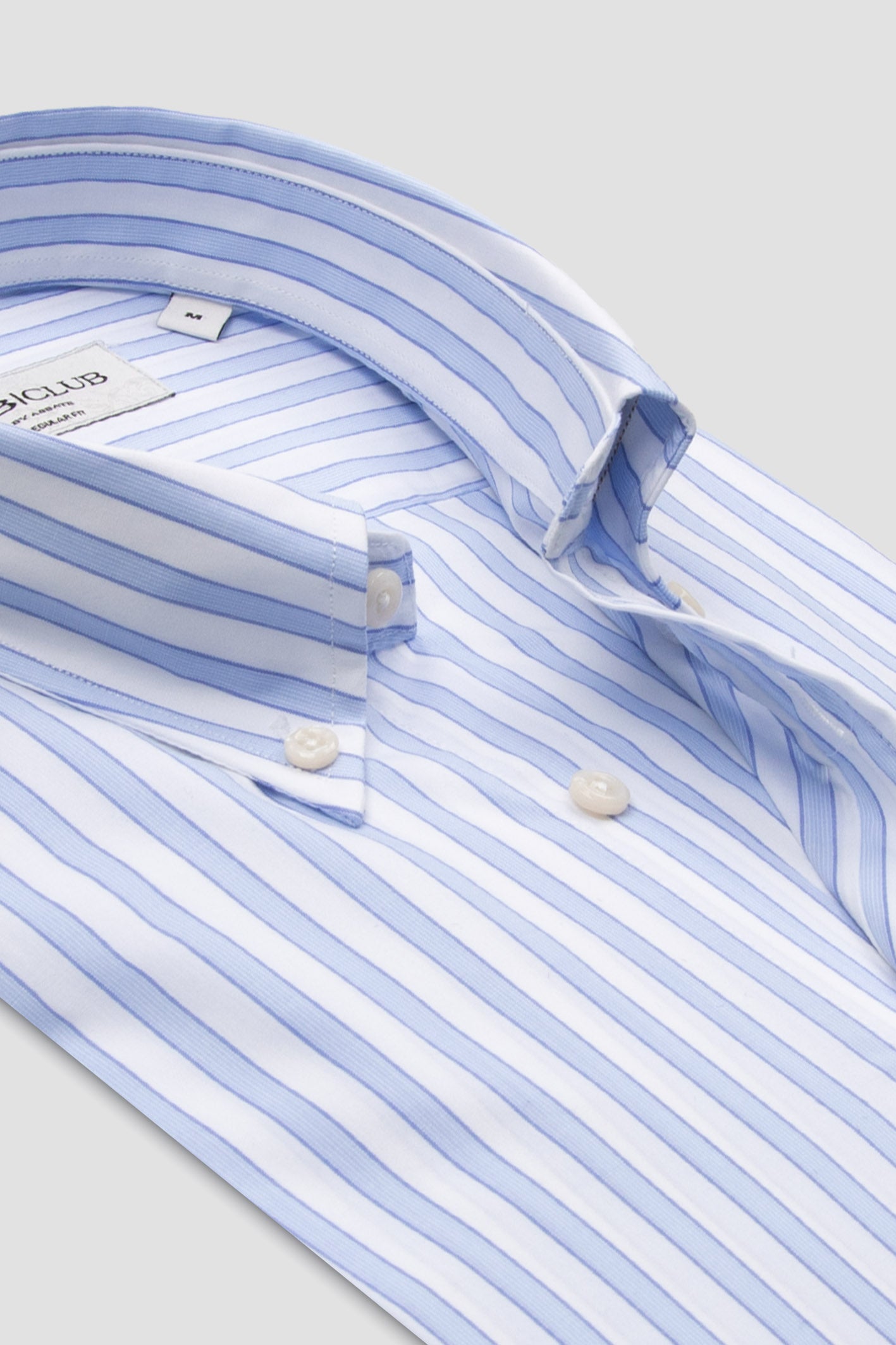 BB Club Mike Poplin Pamuklu Regular Fit Açık Mavi Düğmeli Yaka Erkek Çizgili Gömlek