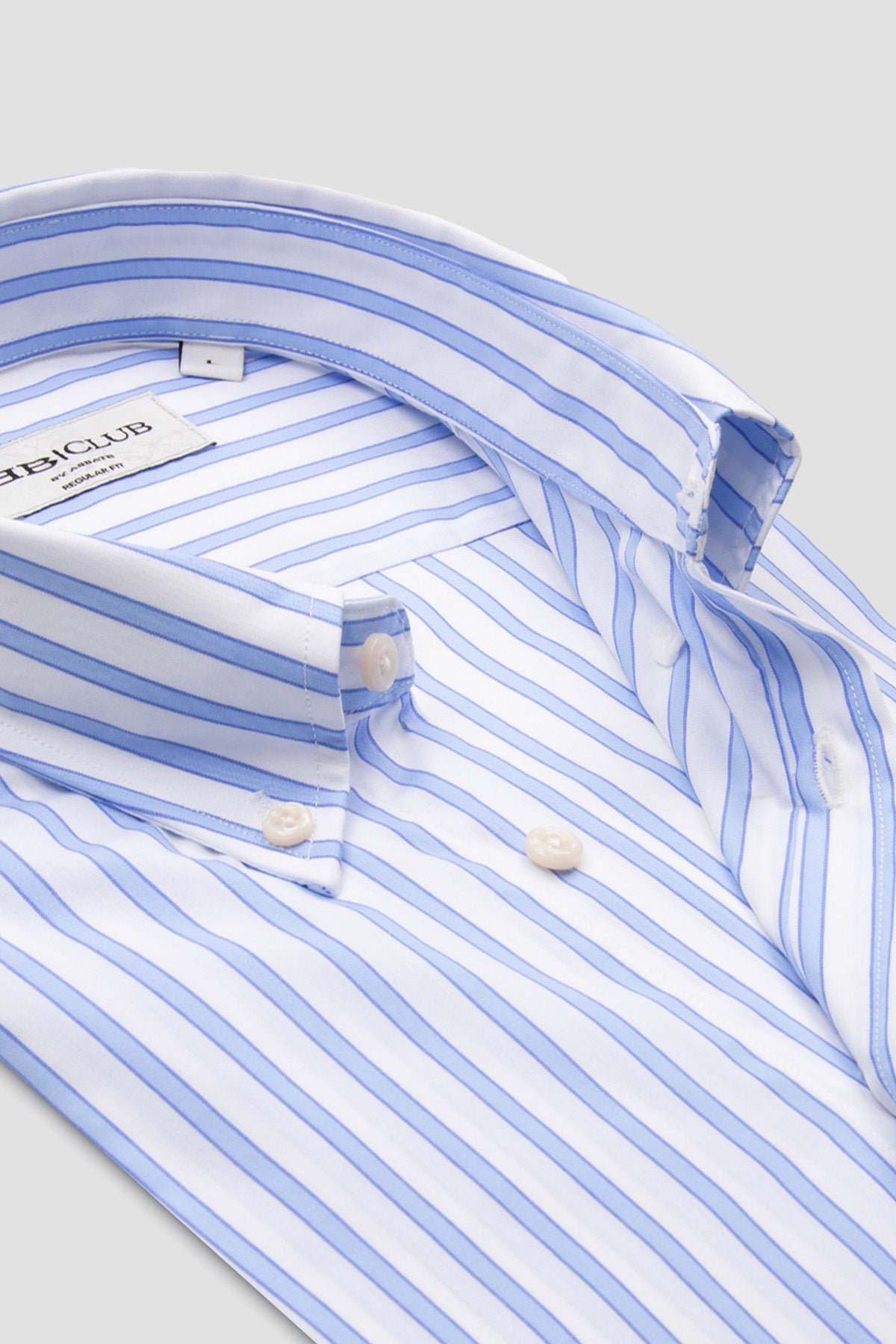 BB Club Mike Poplin Pamuklu Regular Fit Açık Mavi Düğmeli Yaka Erkek Çizgili Gömlek