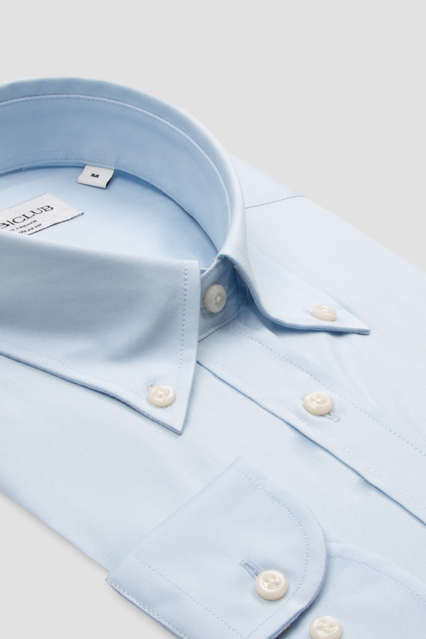 BB Club Mike Poplin Stretch Pamuk Karışımlı Regular Fit Açık Mavi Düğmeli Yaka Erkek Düz Gömlek