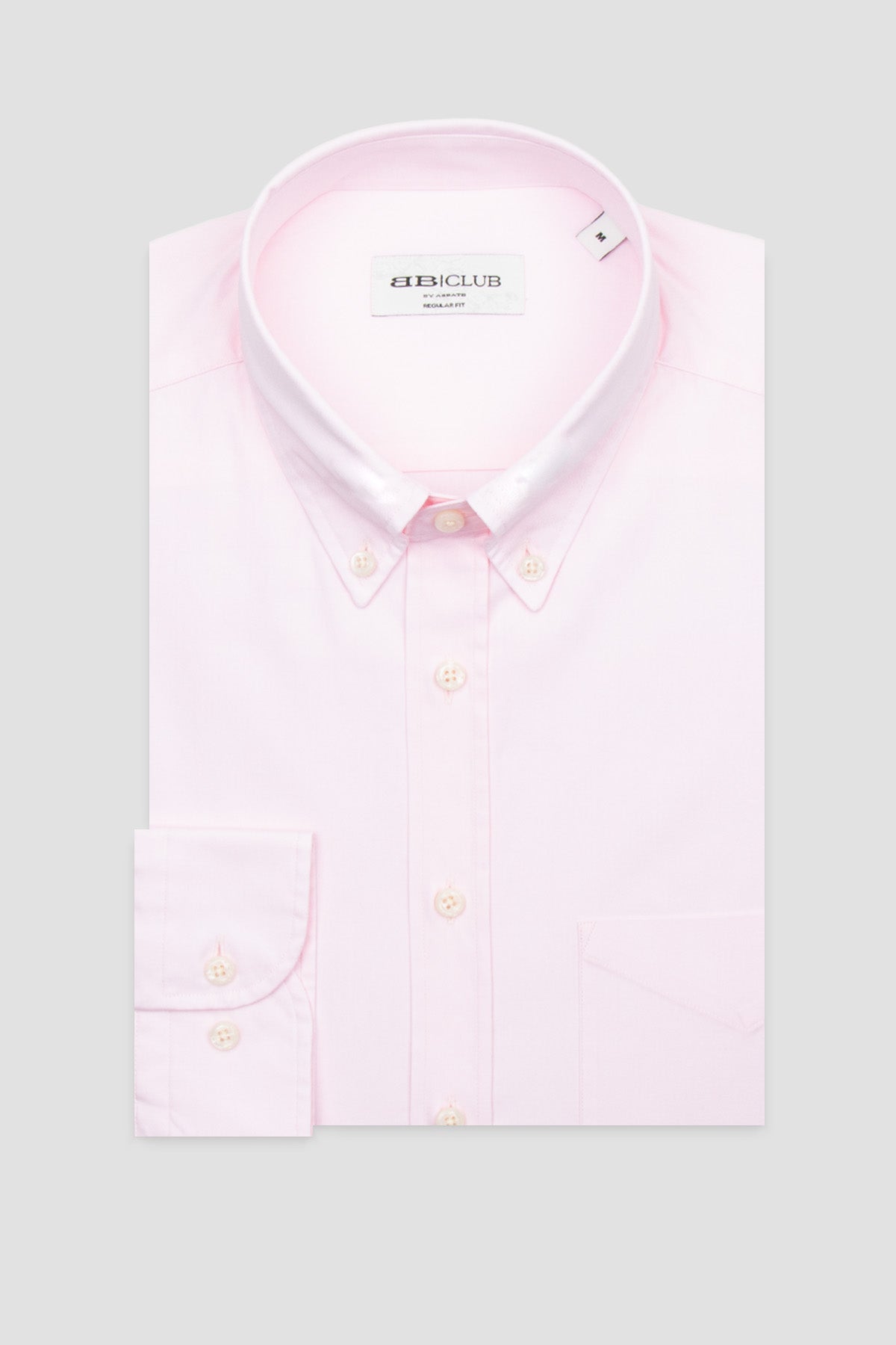 BB Club Mike Oxford Pamuklu Regular Fit Pembe Düğmeli Yaka Erkek Düz Gömlek