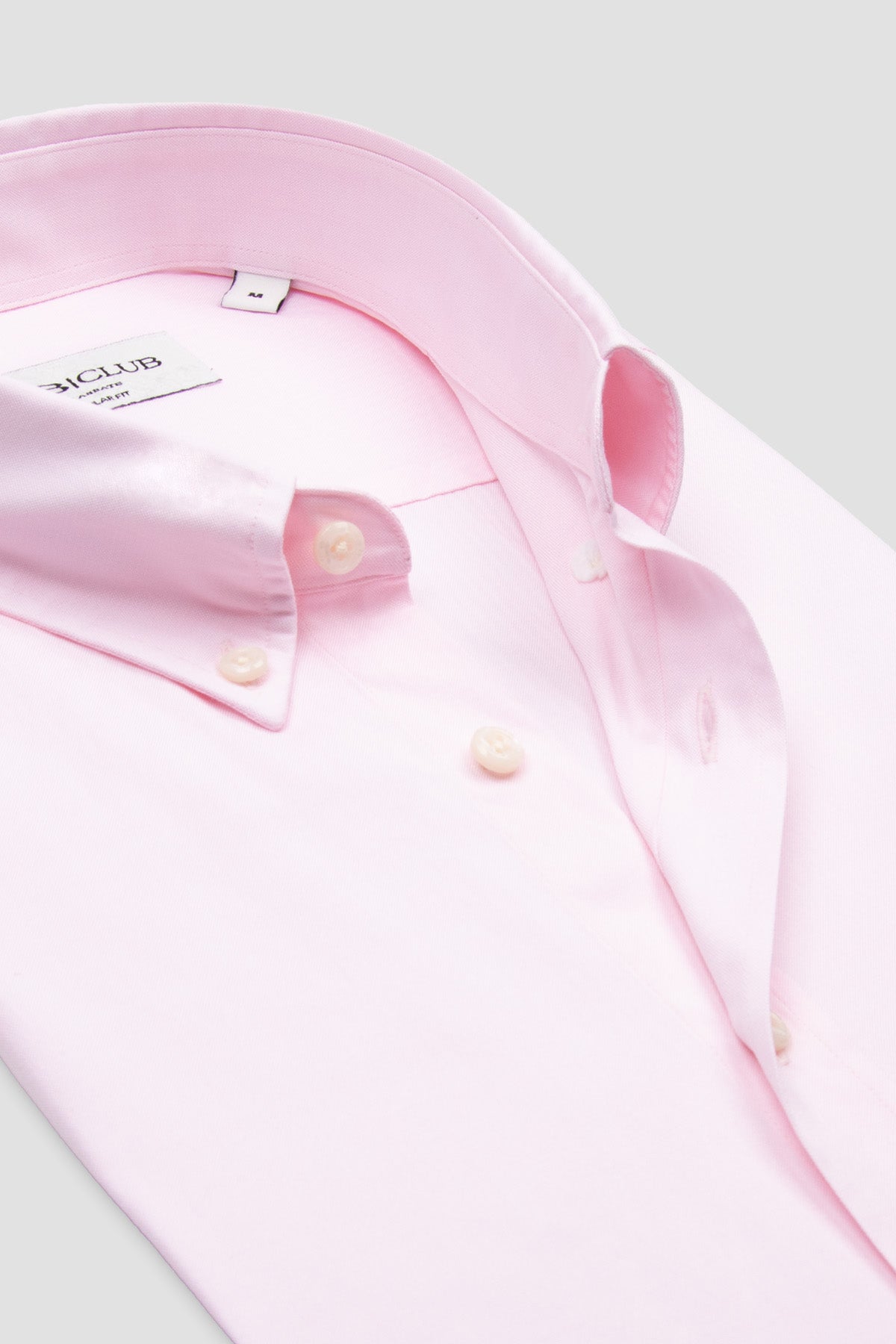 BB Club Mike Oxford Pamuklu Regular Fit Pembe Düğmeli Yaka Erkek Düz Gömlek