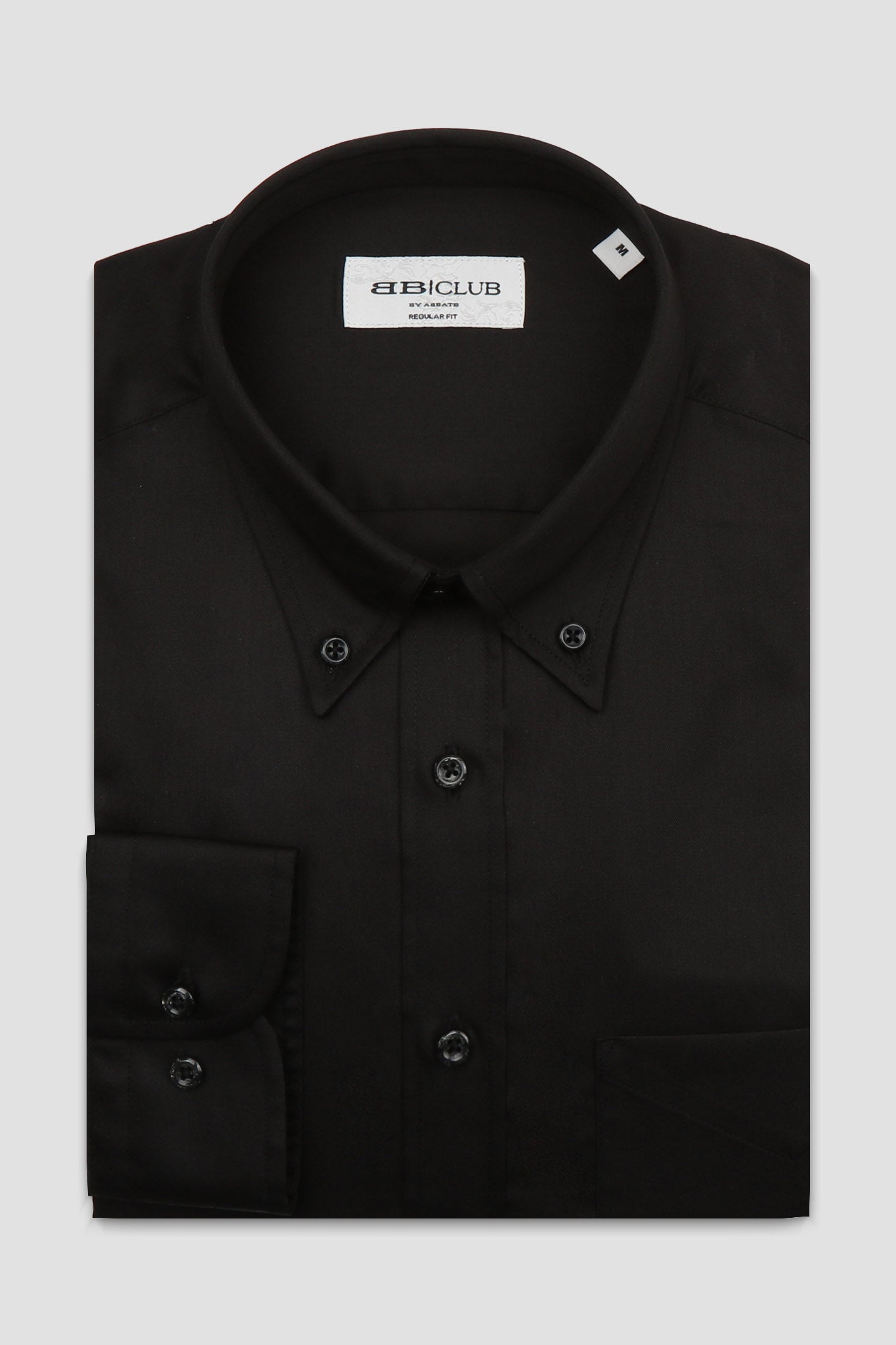 BB Club Mike Oxford Pamuk Polyester Regular Fit Siyah Düğmeli Yaka Erkek Düz Gömlek