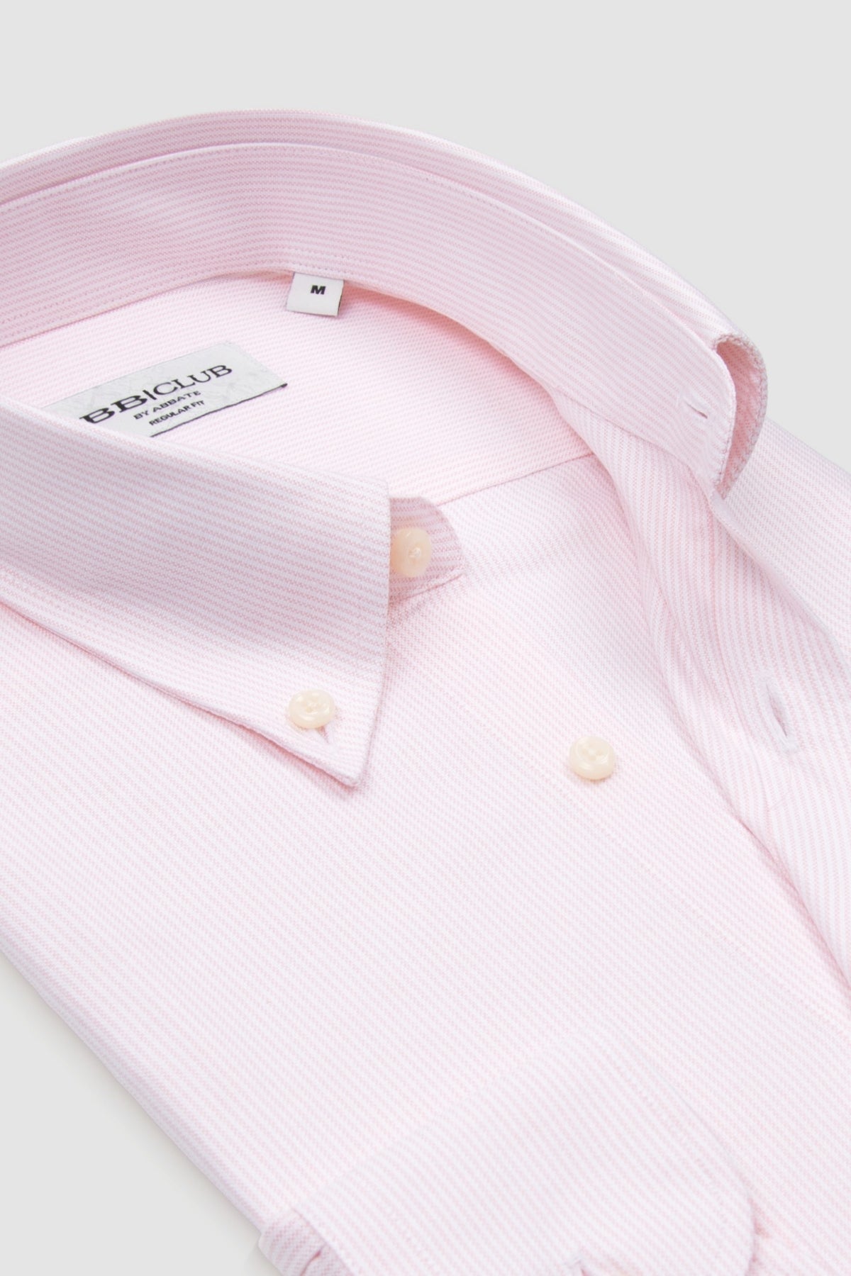 BB Club Mike Oxford Pamuklu Regular Fit Pembe Düğmeli Yaka Erkek Çizgili Gömlek
