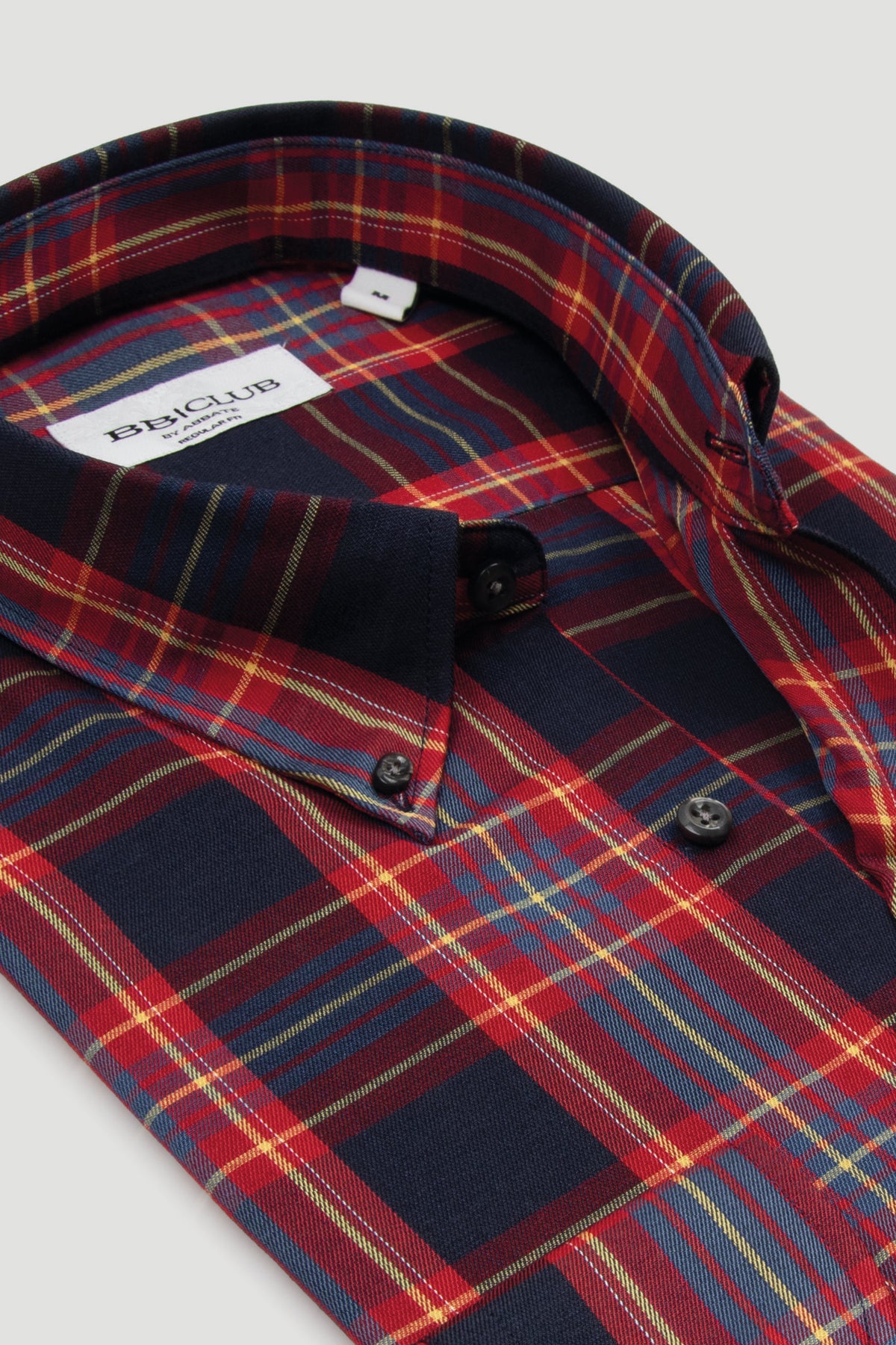 BB Club Mike Flanel Pamuk Polyester Regular Fit Kırmızı Düğmeli Yaka Erkek Ekoseli Gömlek