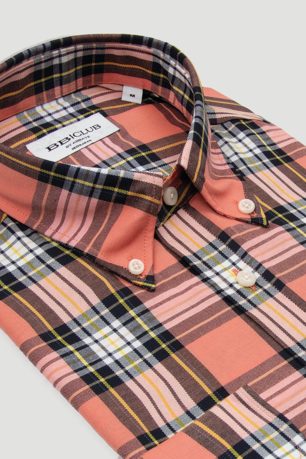 BB Club Mike Flanel Pamuk Polyester Regular Fit Somon Düğmeli Yaka Erkek Ekoseli Gömlek