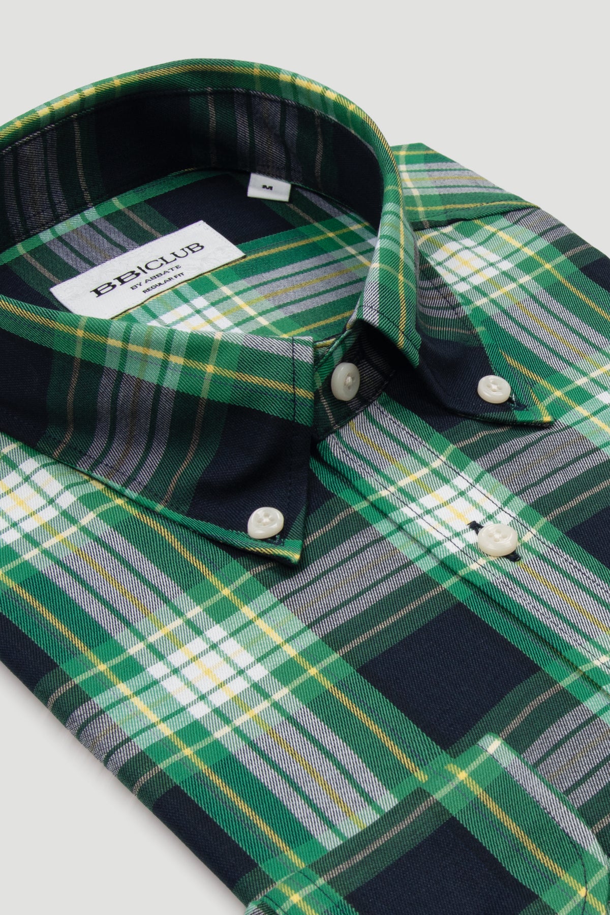 BB Club Mike Flanel Pamuk Polyester Regular Fit Yeşil Düğmeli Yaka Erkek Ekoseli Gömlek