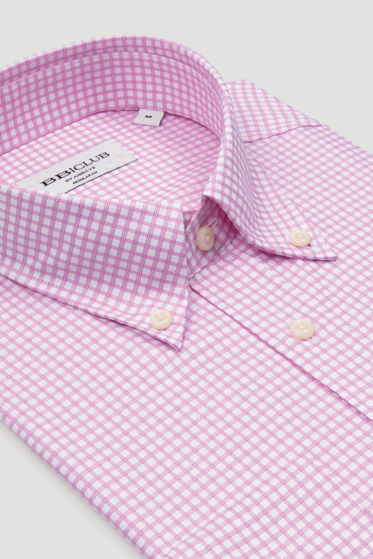 BB Club Mike Twill %100 Pamuk Regular Fit Pembe Düğmeli Yaka Erkek Kareli Gömlek