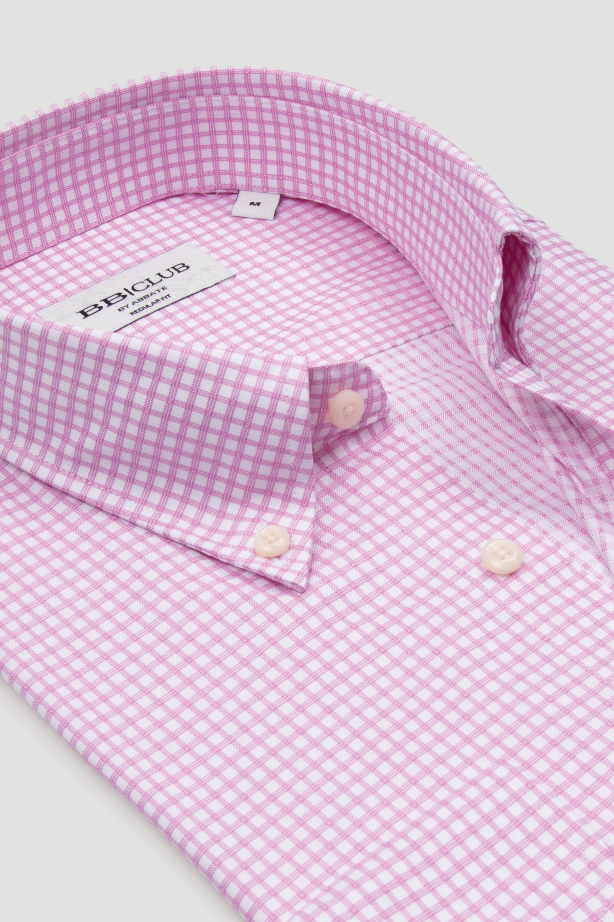 BB Club Mike Twill %100 Pamuk Regular Fit Pembe Düğmeli Yaka Erkek Kareli Gömlek