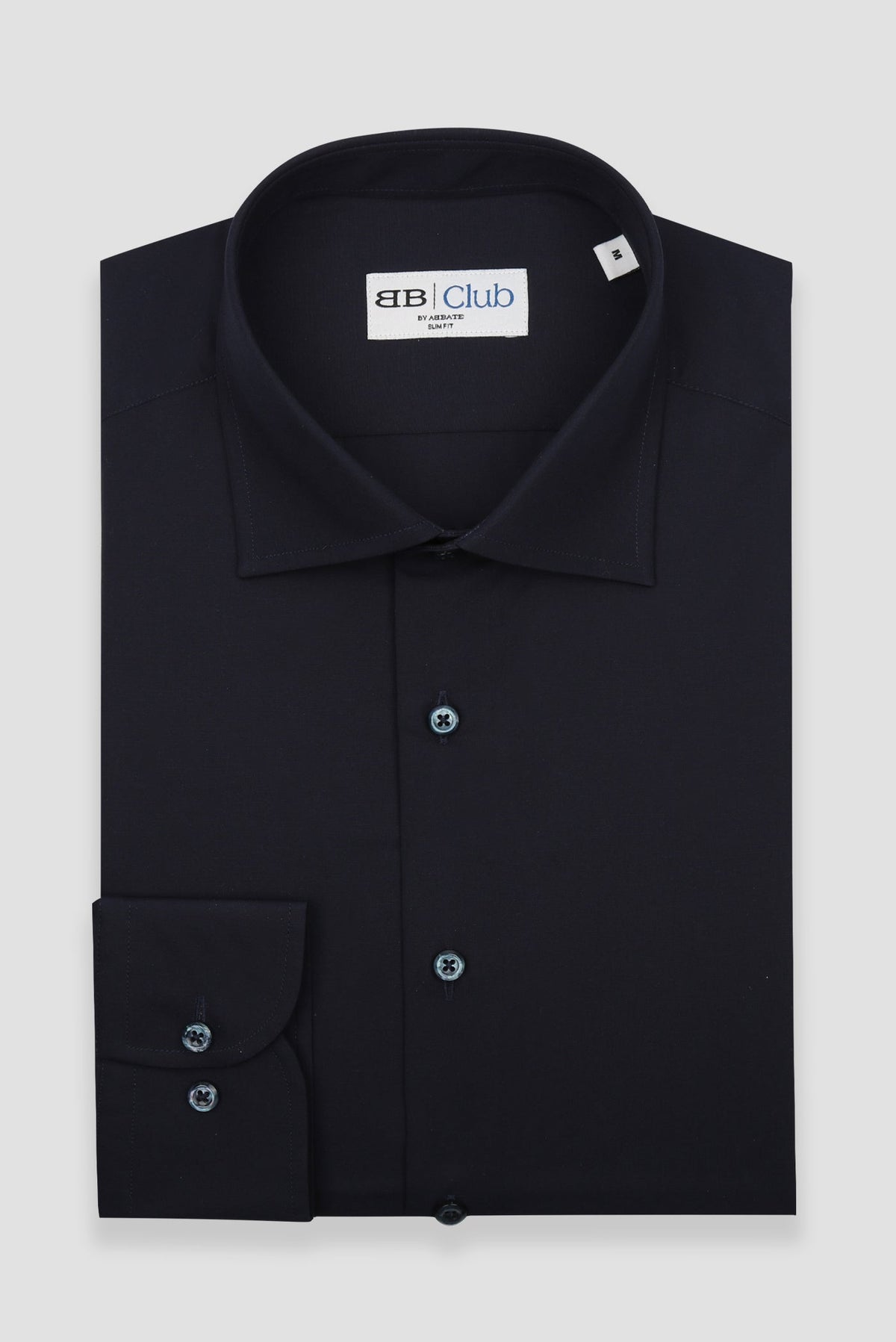 BB Club Oscar Poplin Kolay Ütülenebilir Pamuklu Slim Fit Lacivert Klasik Yaka Erkek Düz Gömlek
