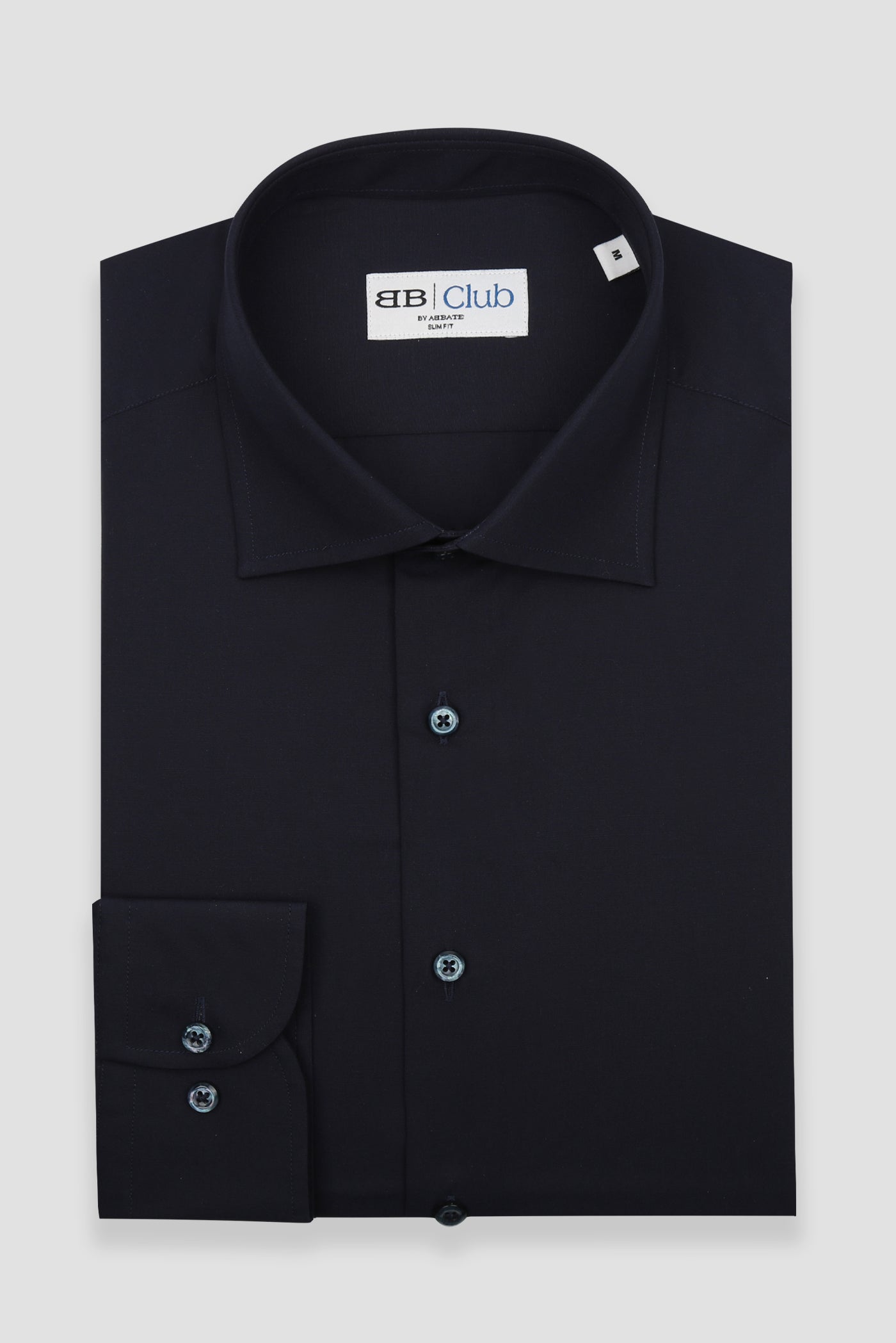 BB Club Oscar Poplin Kolay Ütülenebilir Pamuklu Slim Fit Lacivert Klasik Yaka Erkek Düz Gömlek
