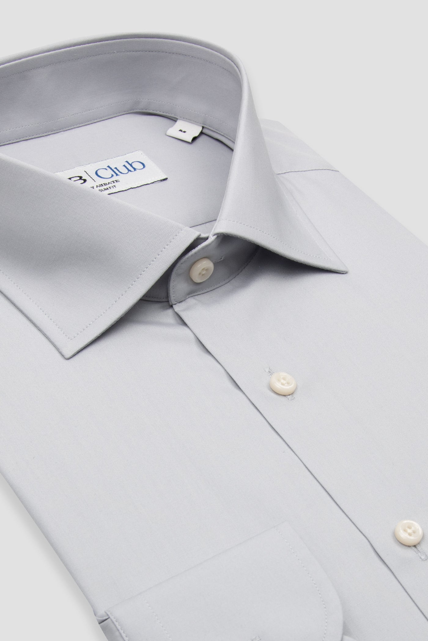 BB Club Oscar Poplin Pamuk Polyester Slim Fit Açık Gri Klasik Yaka Erkek Düz Gömlek