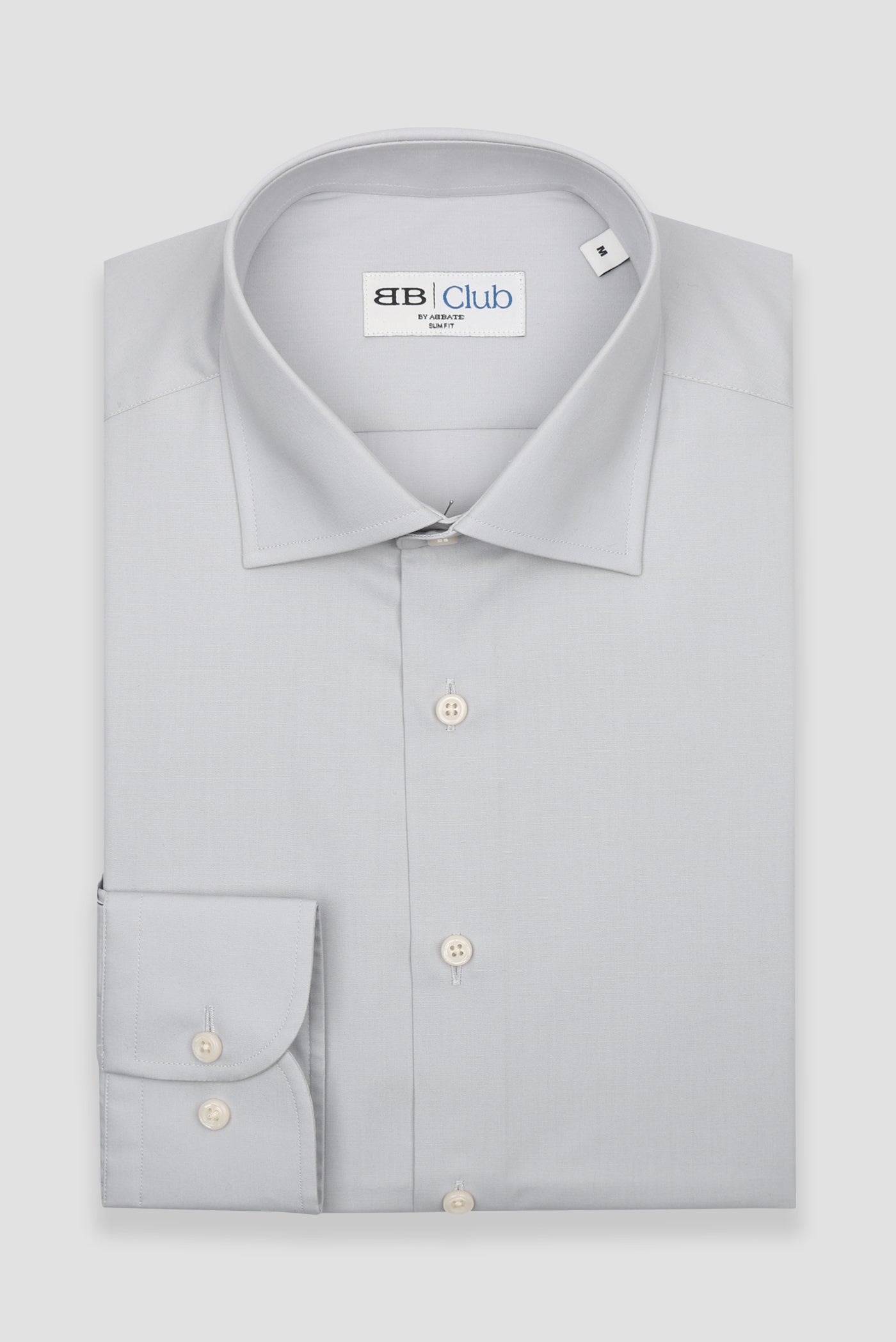 BB Club Oscar Poplin Pamuk Polyester Slim Fit Açık Gri Klasik Yaka Erkek Düz Gömlek