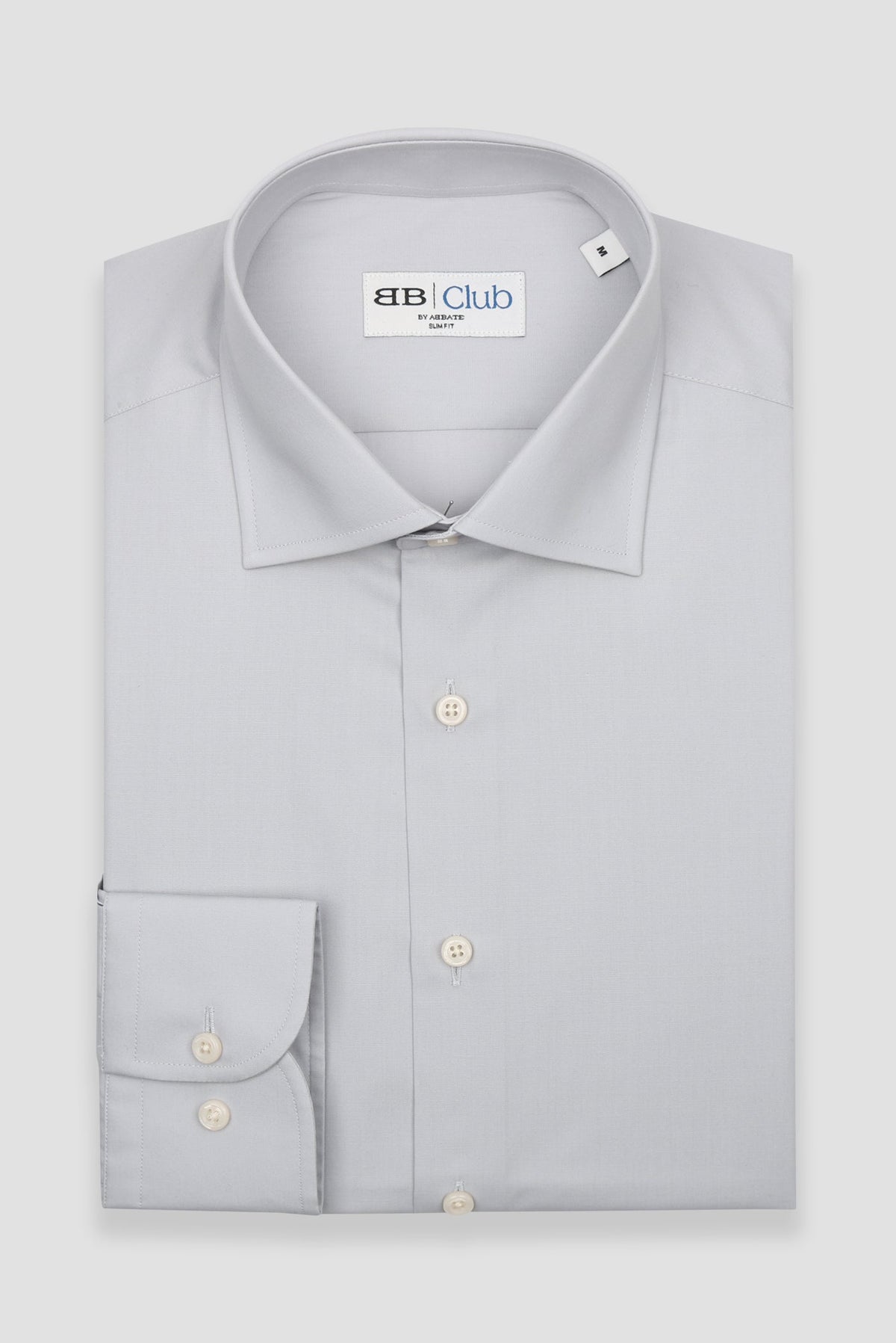 BB Club Oscar Poplin Kolay Ütülenebilir Pamuklu Slim Fit Açık Gri Klasik Yaka Erkek Düz Gömlek