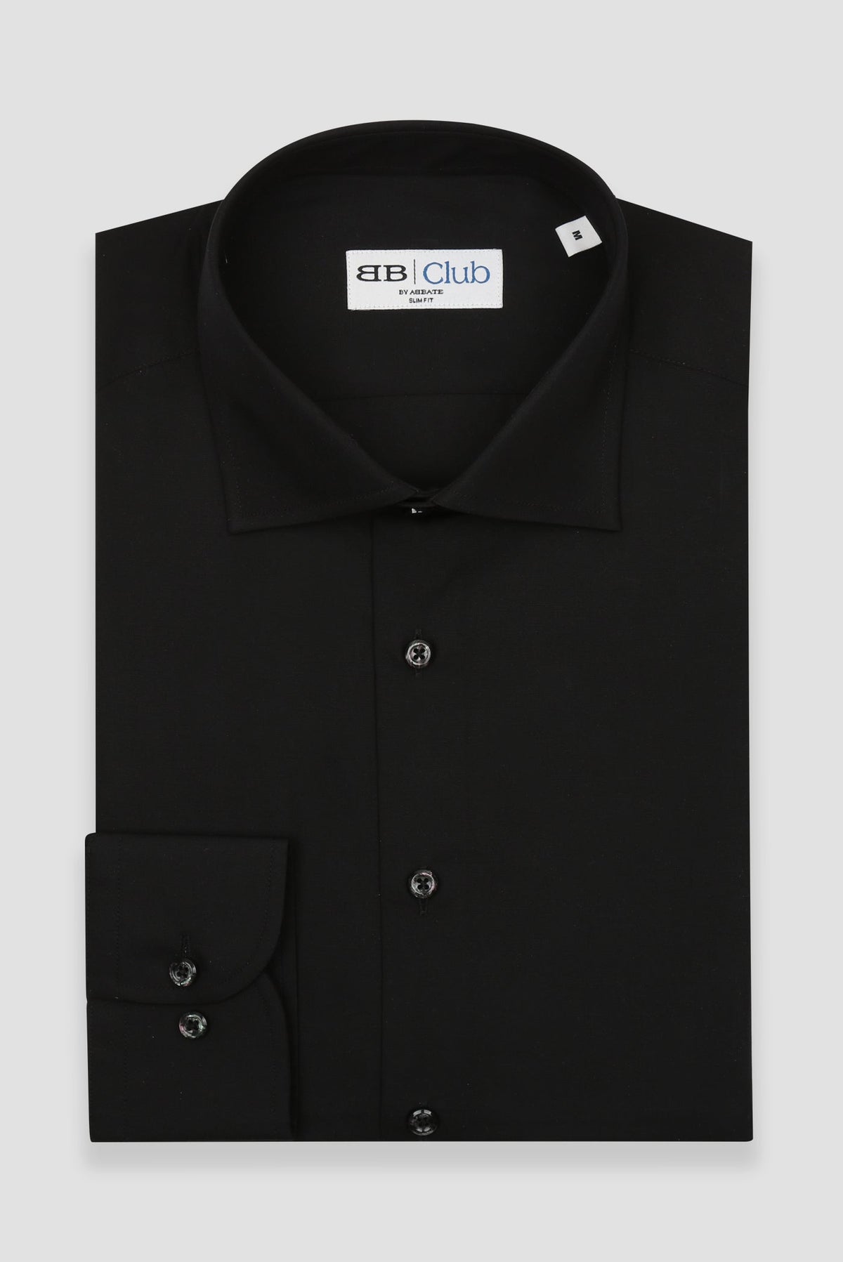 BB Club Oscar Poplin Kolay Ütülenebilir Pamuklu Slim Fit Siyah Klasik Yaka Erkek Düz Gömlek