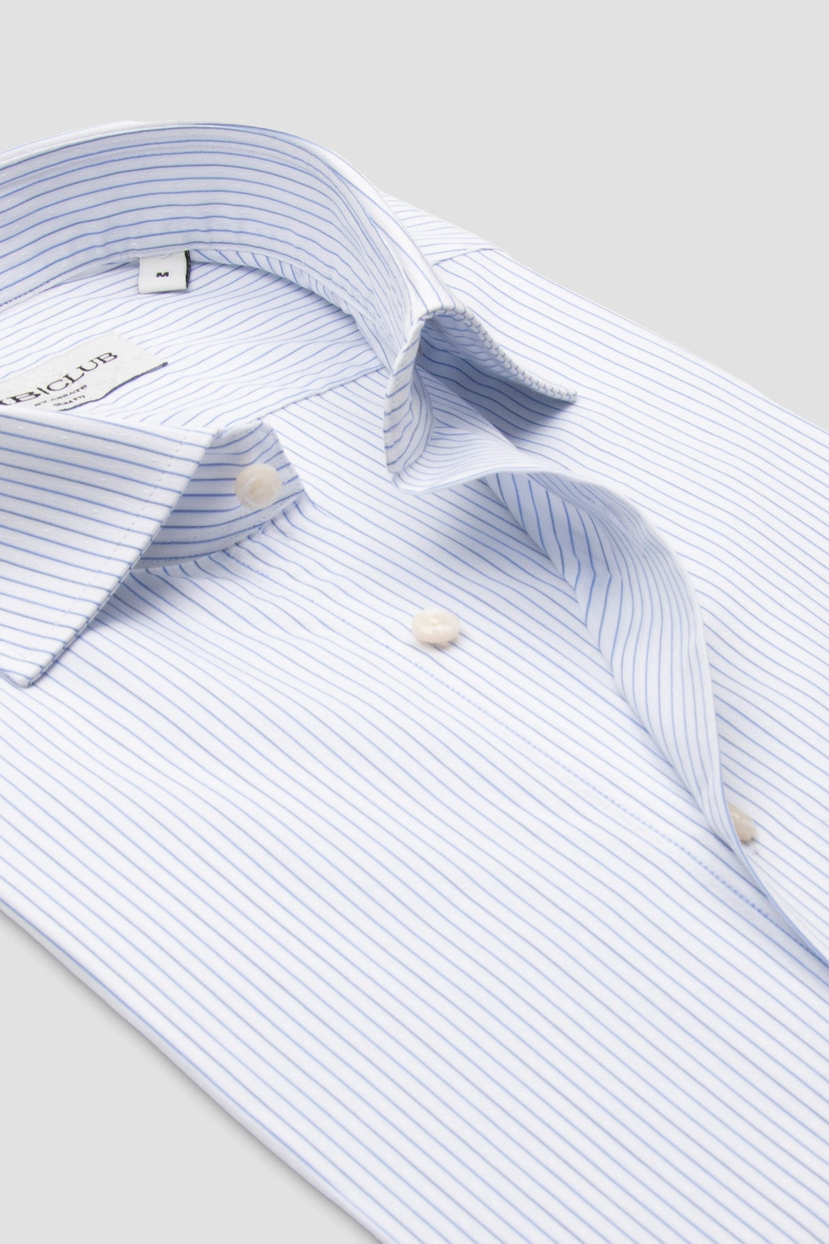 BB Club Oscar Poplin Pamuklu Slim Fit Beyaz Klasik Yaka Erkek Çizgili Gömlek