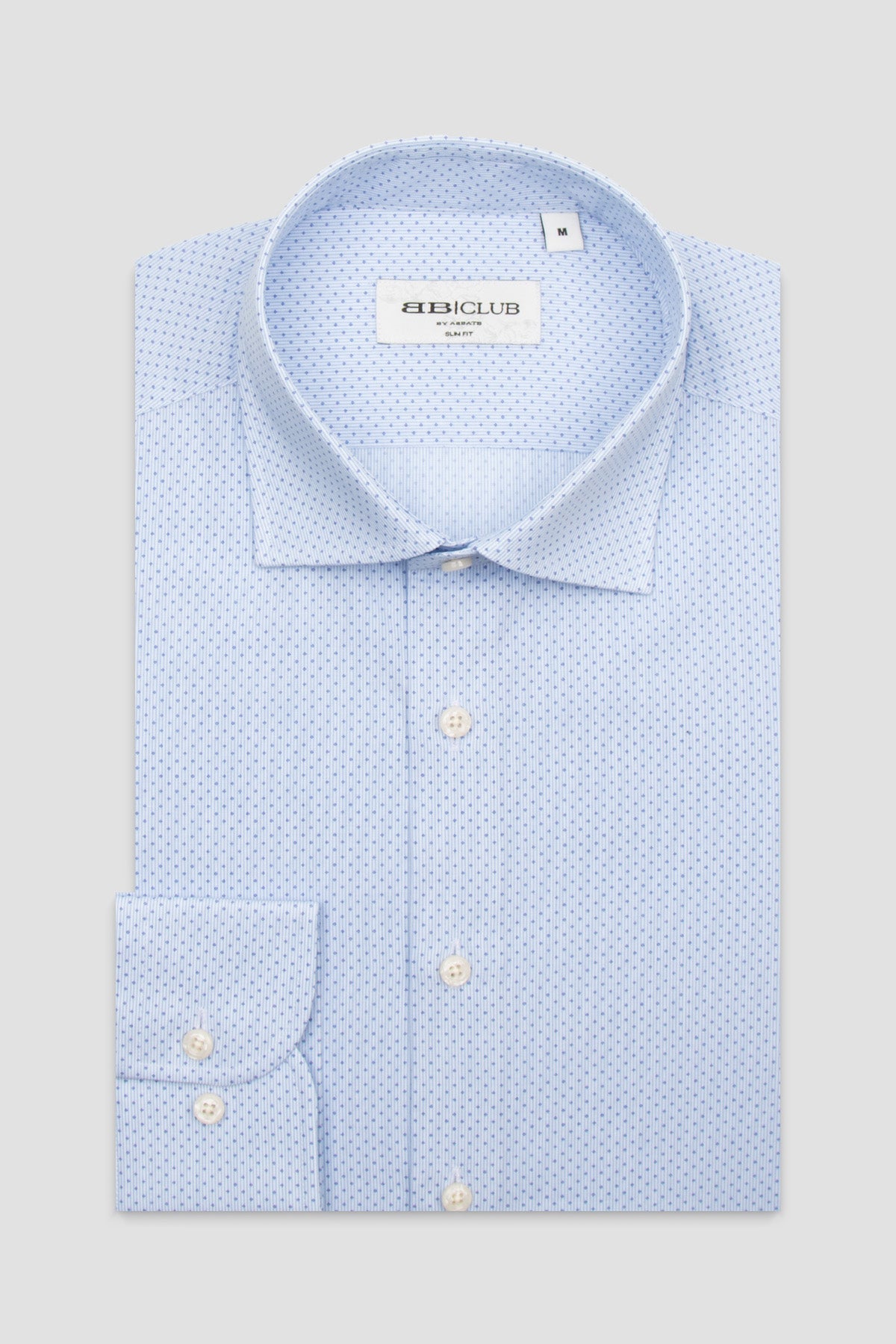 BB Club Oscar Poplin Pamuklu Slim Fit Açık Mavi Klasik Yaka Erkek Baskılı Gömlek
