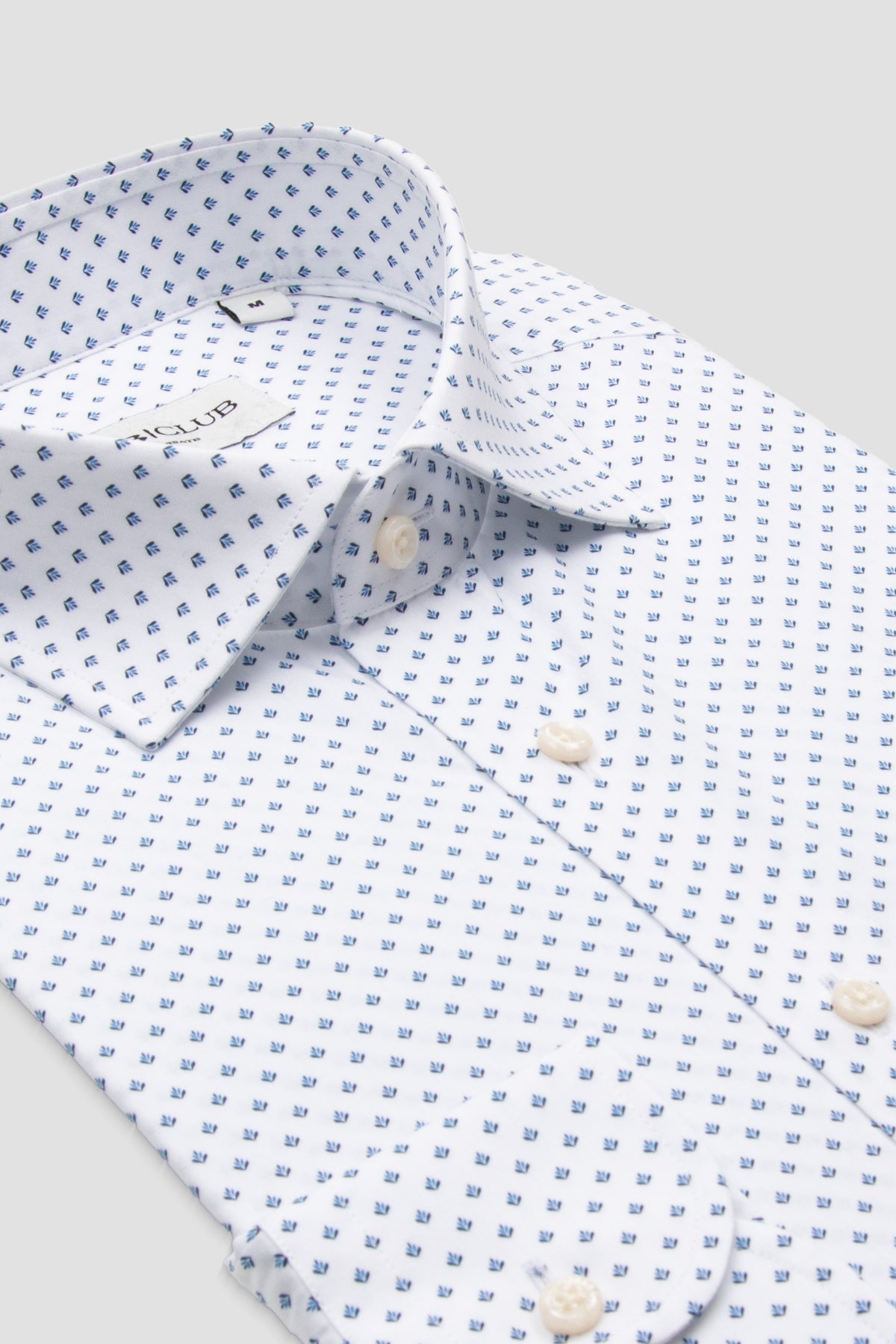 BB Club Oscar Poplin %100 Pamuk Slim Fit Beyaz Klasik Yaka Erkek Desenli Gömlek