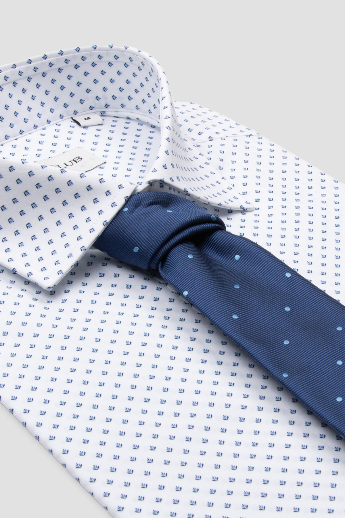 BB Club Oscar Poplin Pamuklu Slim Fit Beyaz Klasik Yaka Erkek Desenli Gömlek