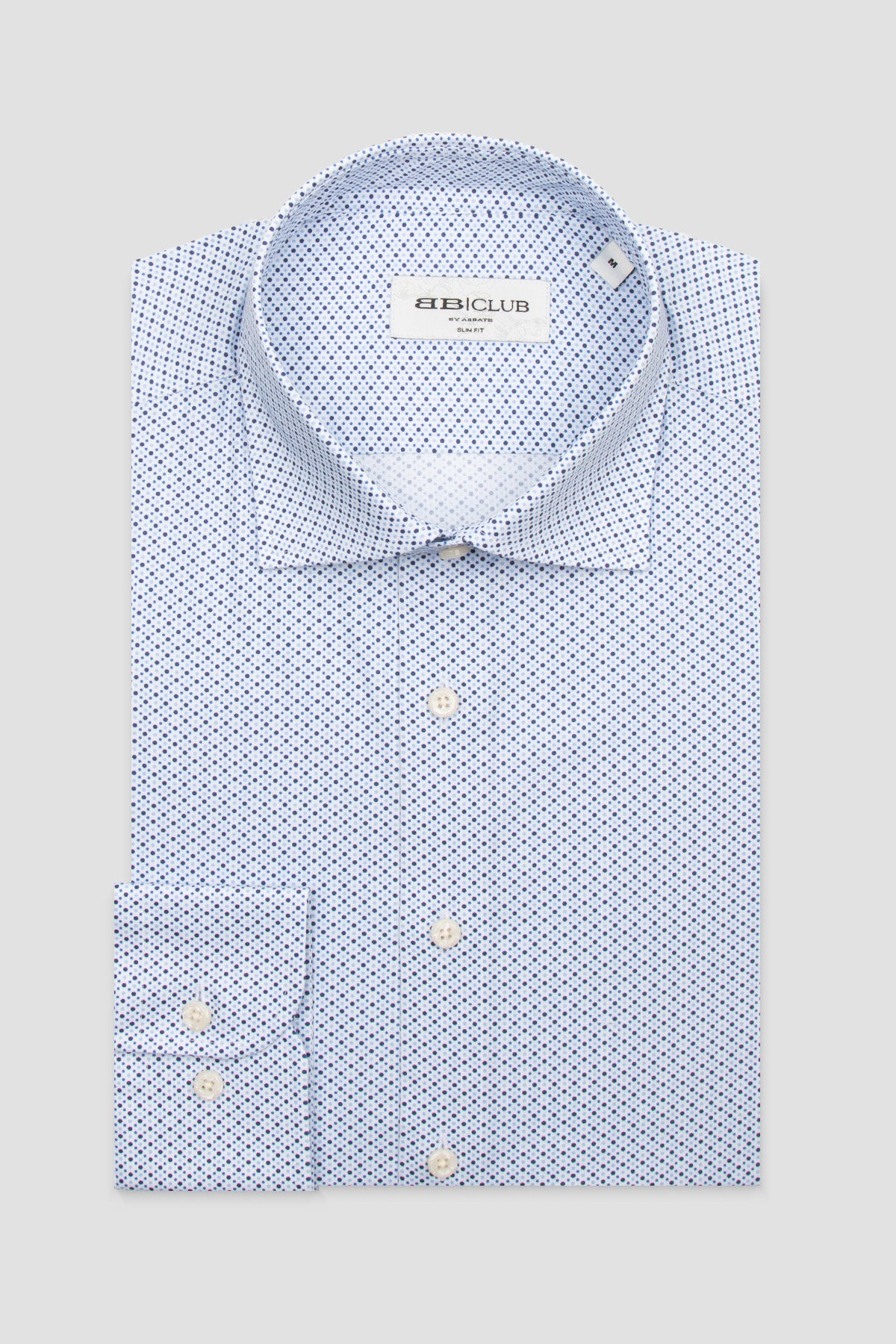 BB Club Oscar Poplin Stretch Pamuk Karışımlı Slim Fit Mavi Klasik Yaka Erkek Baskılı Gömlek