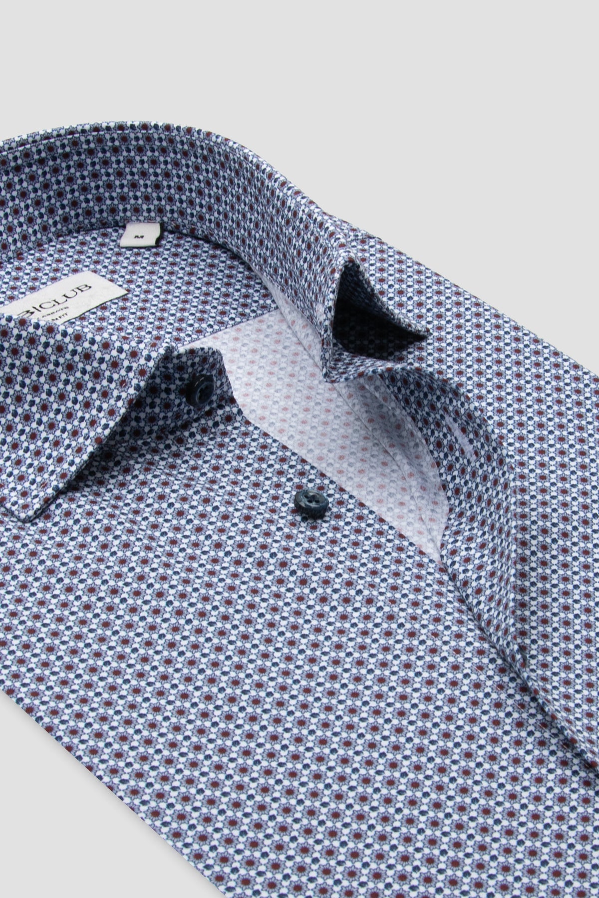 BB Club Oscar Poplin Pamuklu Slim Fit Bordo Klasik Yaka Erkek Desenli Gömlek