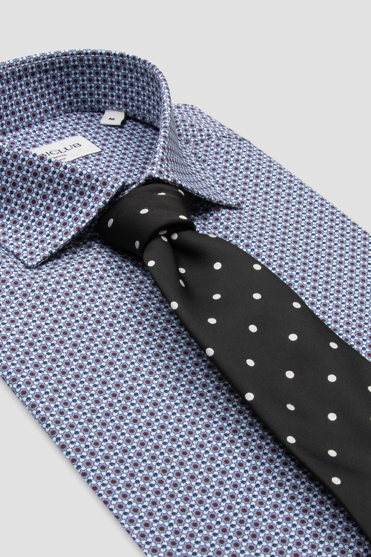 BB Club Oscar Poplin Pamuklu Slim Fit Bordo Klasik Yaka Erkek Desenli Gömlek