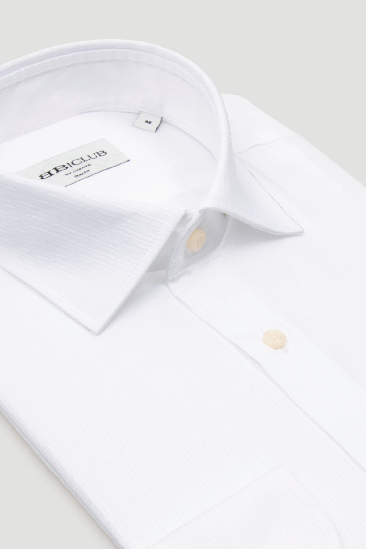 BB Club Oscar Balıksırtı Pamuklu Slim Fit Beyaz Klasik Yaka Erkek Çizgili Gömlek