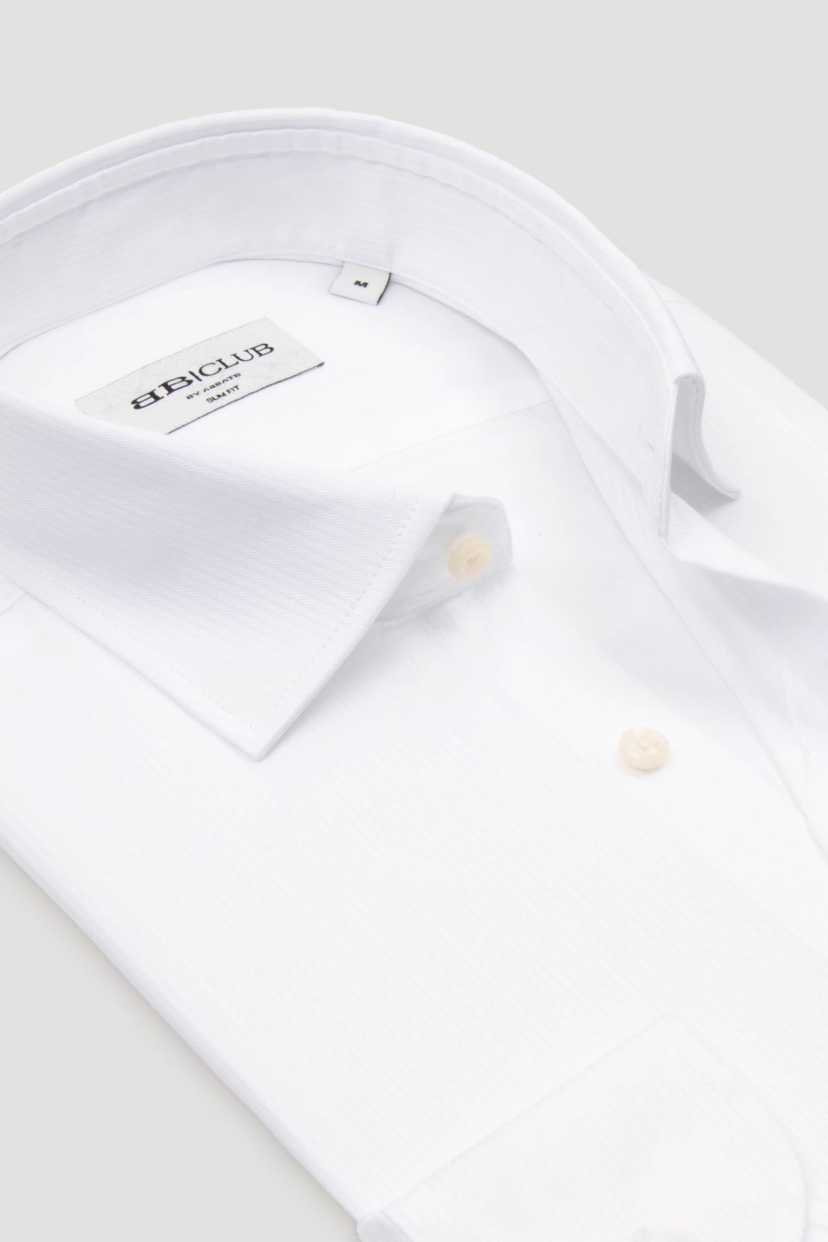 BB Club Oscar Balıksırtı Pamuklu Slim Fit Beyaz Klasik Yaka Erkek Çizgili Gömlek