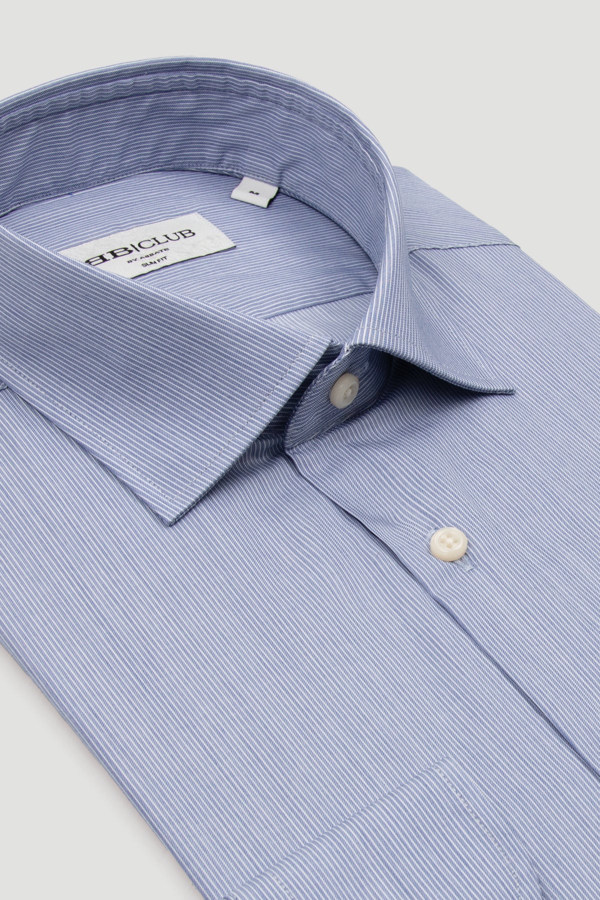 BB Club Oscar Twill Pamuklu Slim Fit Lacivert Klasik Yaka Erkek Çizgili Gömlek
